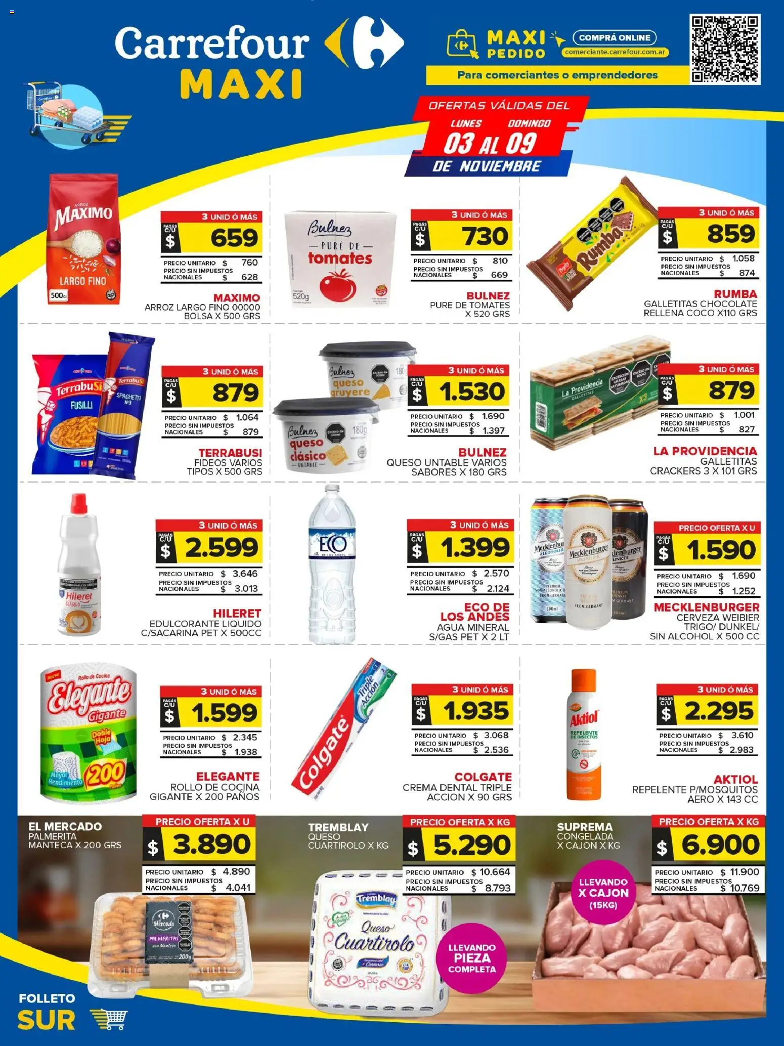 Carrefour Maxi catálogo - Chubut │ válido desde el 03.11.2025 | Página: 1 | Productos: Bolsa, Agua, Arroz, Crema