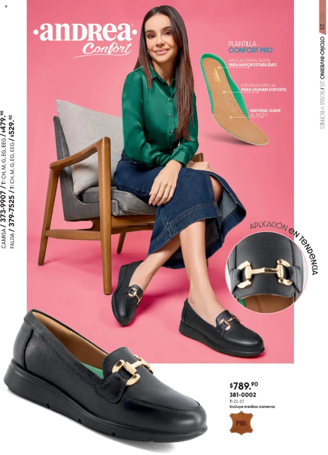 Nuevas ofertas de Andrea válidas en toda la República Mexicana desde el 24.08.2025. ¡Encuentra las mejores ofertas en Andrea - CCatálogo Calzado Confort Otoño! | Página: 23 | Productos: Botas, Camisa, Falda, Botines