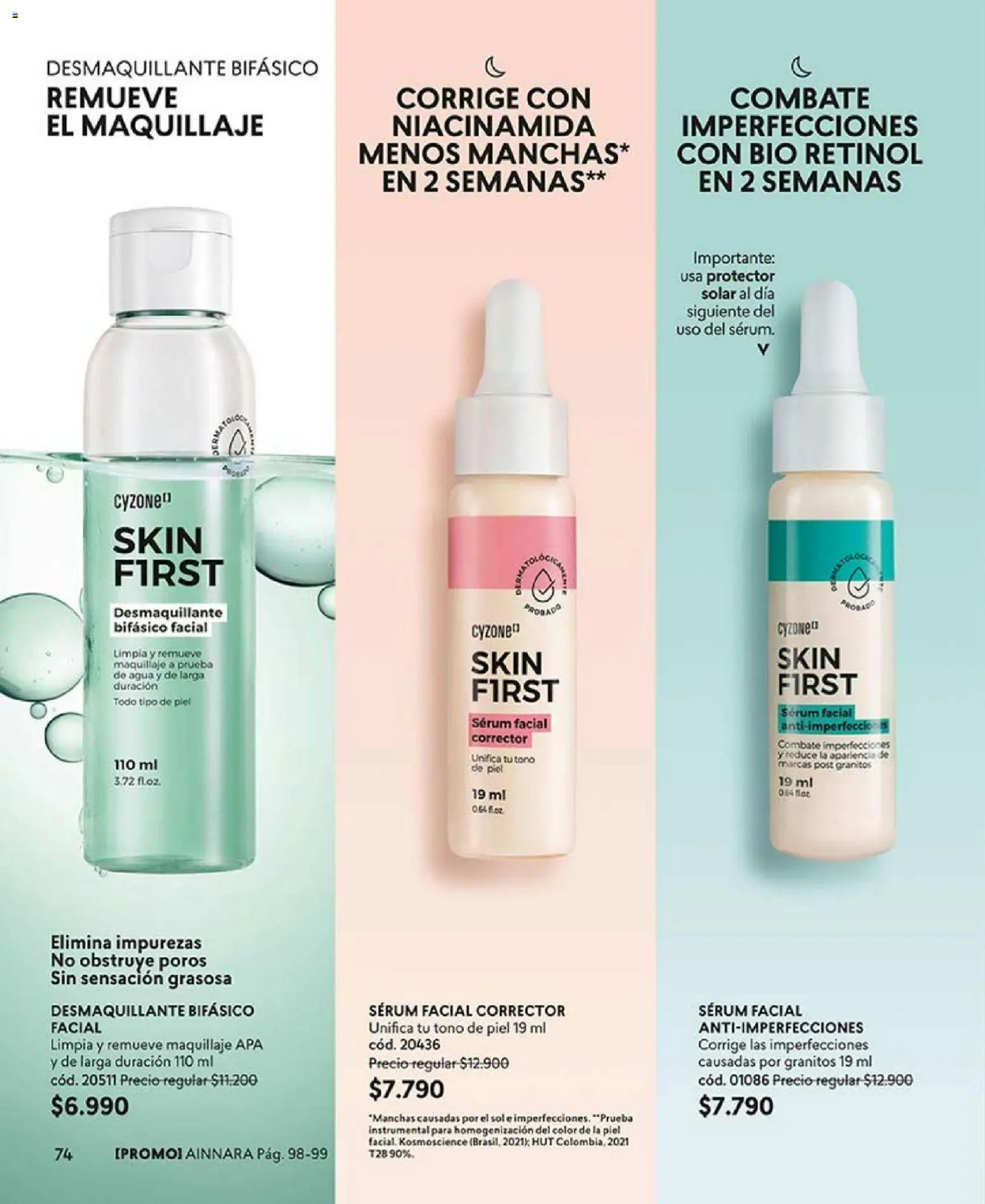 Catálogo CyZone Campaña 2 │ válido desde el 16.01.2026 | Página: 74 | Productos: Desmaquillante, Agua, Protector solar, Serum