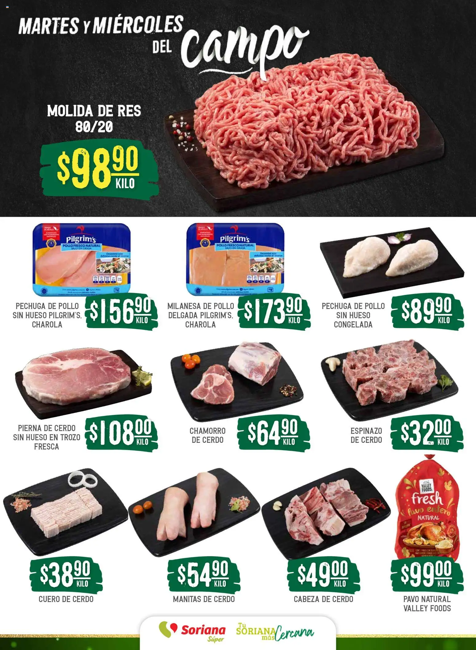 Nuevas ofertas de Soriana válidas en toda la República Mexicana desde el 16.12.2025. ¡Encuentra las mejores ofertas en Soriana - Martes y Miércoles del Campo Súper: Ags, Nay, Jal, Qro, Col, Mich, Gto, Hgo, Tlax, Mor, Pue, Gro, Oax, Edo. de Mex, Vall! | Página: 4 | Productos: Pollo, Milanesa, Cerdo, Res
