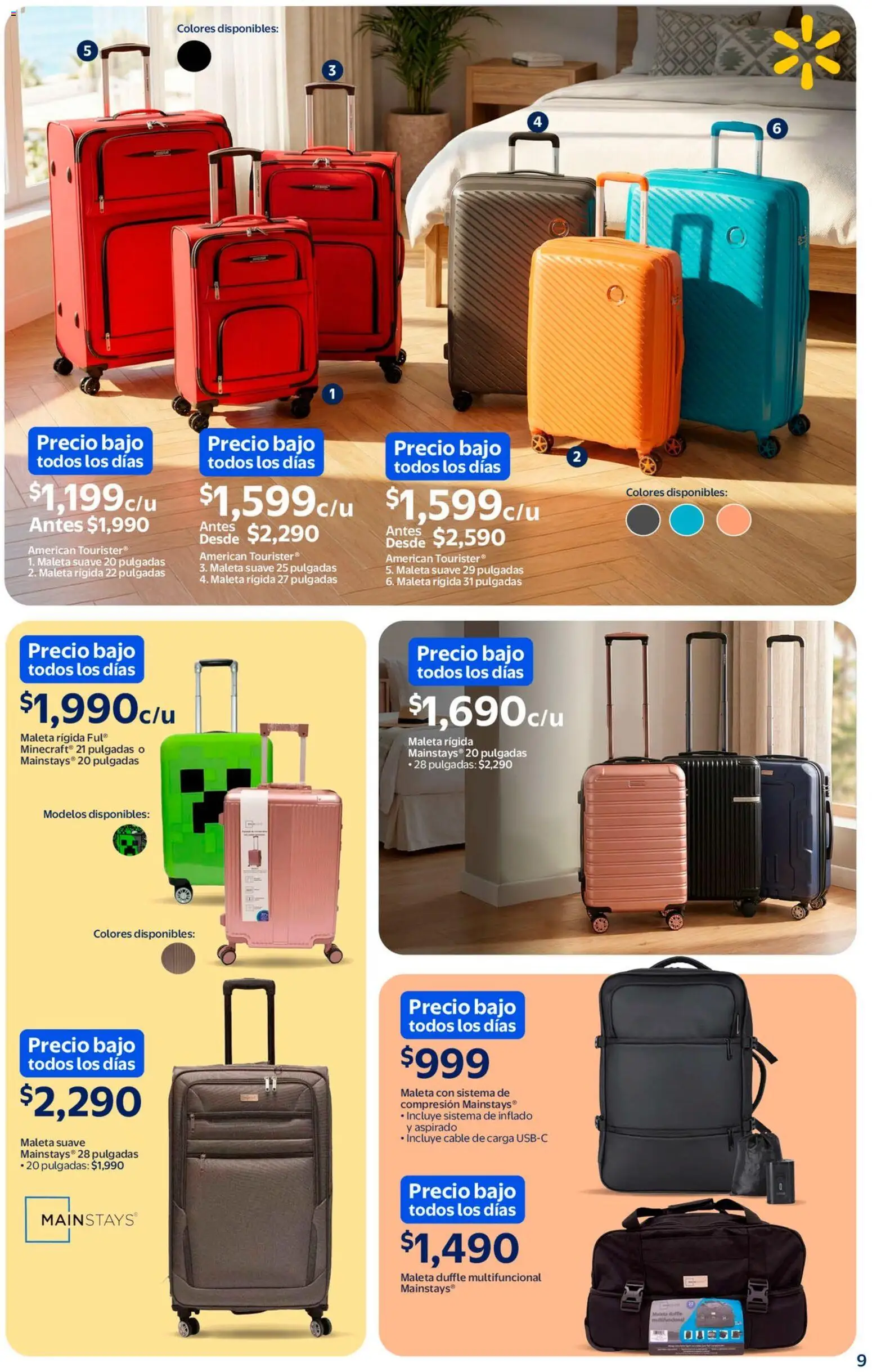 Nuevas ofertas de Walmart válidas en toda la República Mexicana desde el 05.03.2026. ¡Encuentra las mejores ofertas en Walmart folleto Sol, arena y bronceador a precios bajos! | Página: 9 | Productos: Maleta, Cable