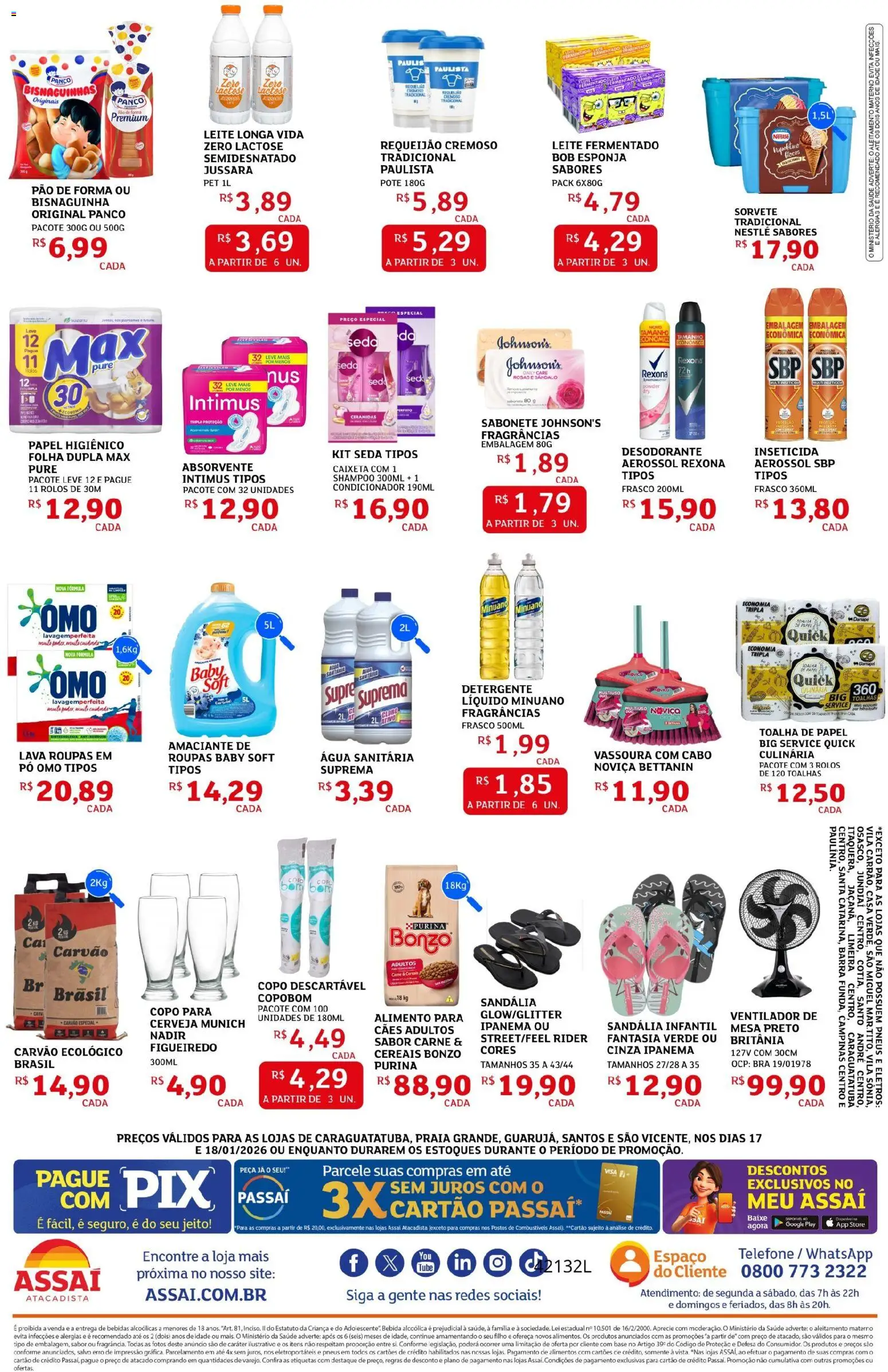 Assaí Atacadista Folheto - válido de 17.01.2026 | Página: 2 | Produtos: Esponja, Condicionador, Pão, Cabo