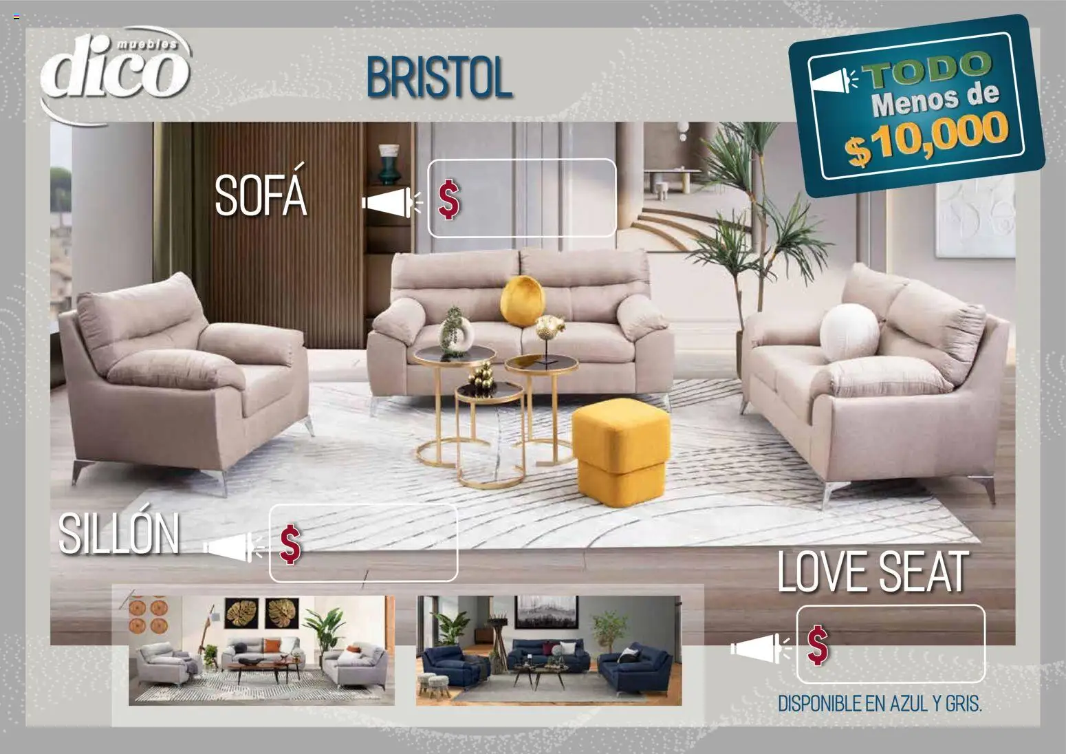 Nuevas ofertas de Muebles Dico válidas en toda la República Mexicana desde el 09.04.2026. ¡Encuentra las mejores ofertas en Muebles Dico catálogo Todo menos de 10000 Pacifico! | Página: 38 | Productos: Sofá, Sillón