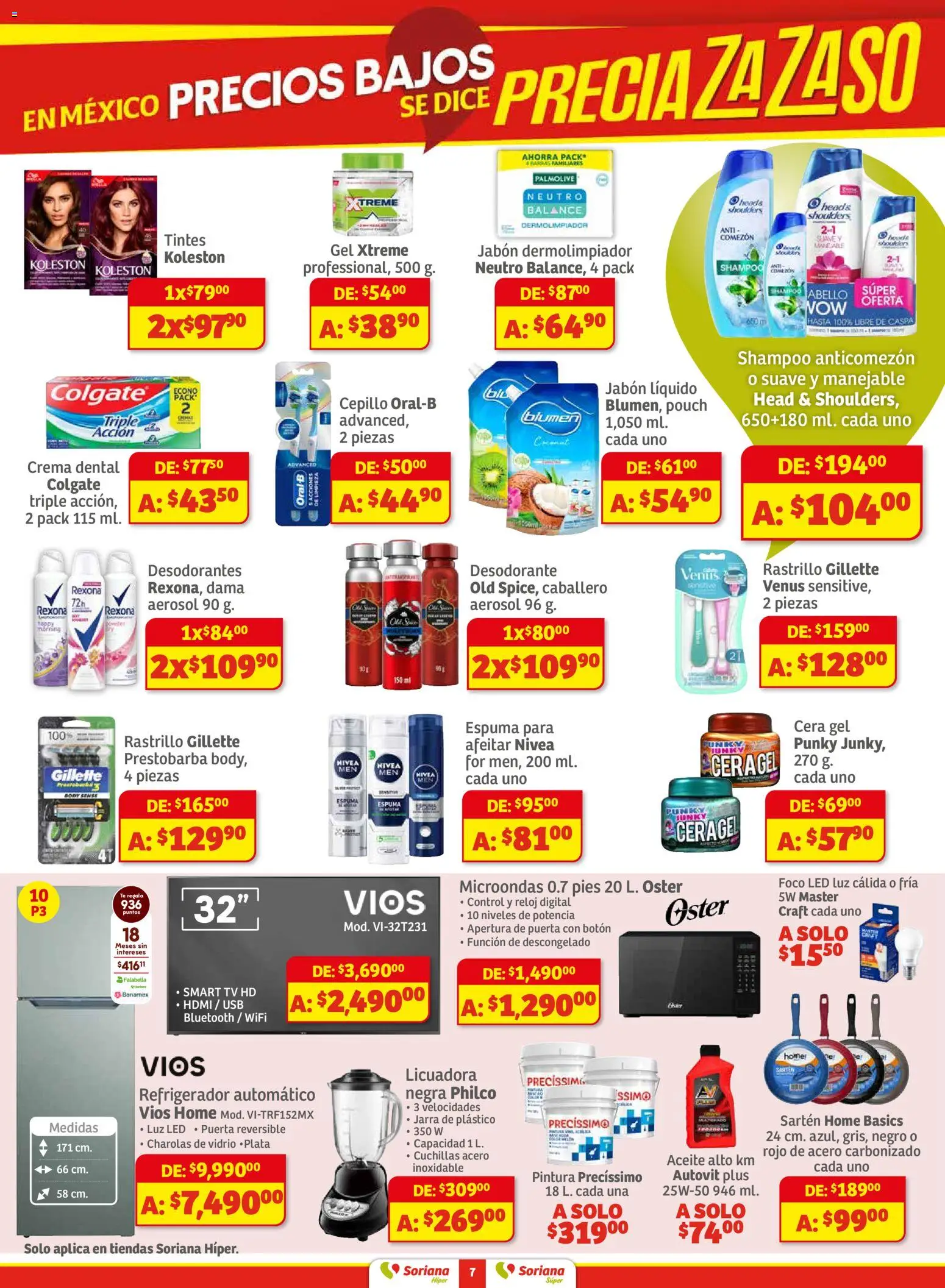 Nuevas ofertas de Soriana válidas en toda la República Mexicana desde el 27.11.2025. ¡Encuentra las mejores ofertas en Soriana - Preciazazaso Súper: Frontera BCN, Son! | Página: 7 | Productos: Desodorante, Cera, Licuadora, Jabón