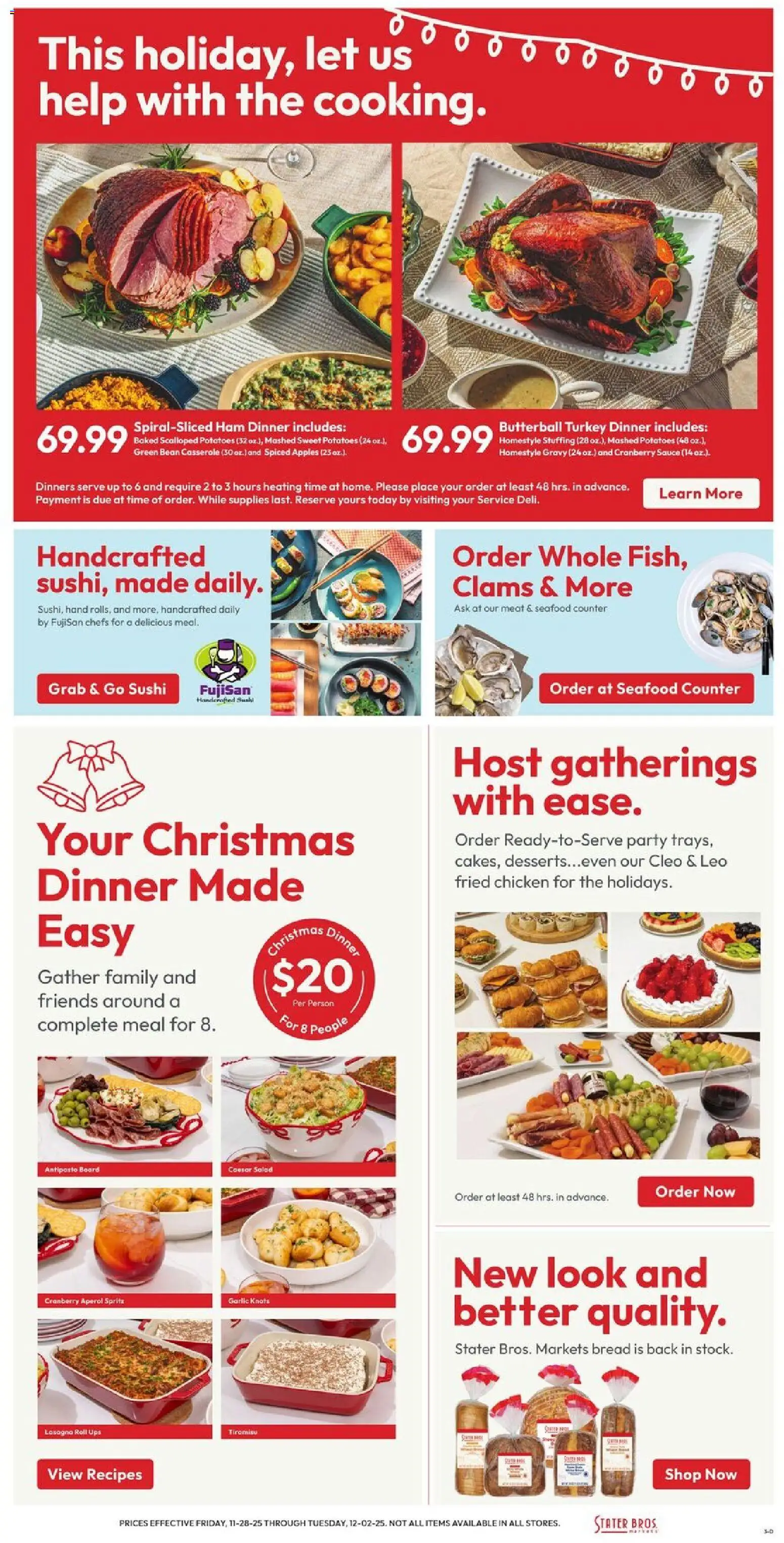 Stater Bros Weekly Ad - valid from 28.11.2025 | Page: 3 | Products: Ham, Apples, Salad, Sauce
