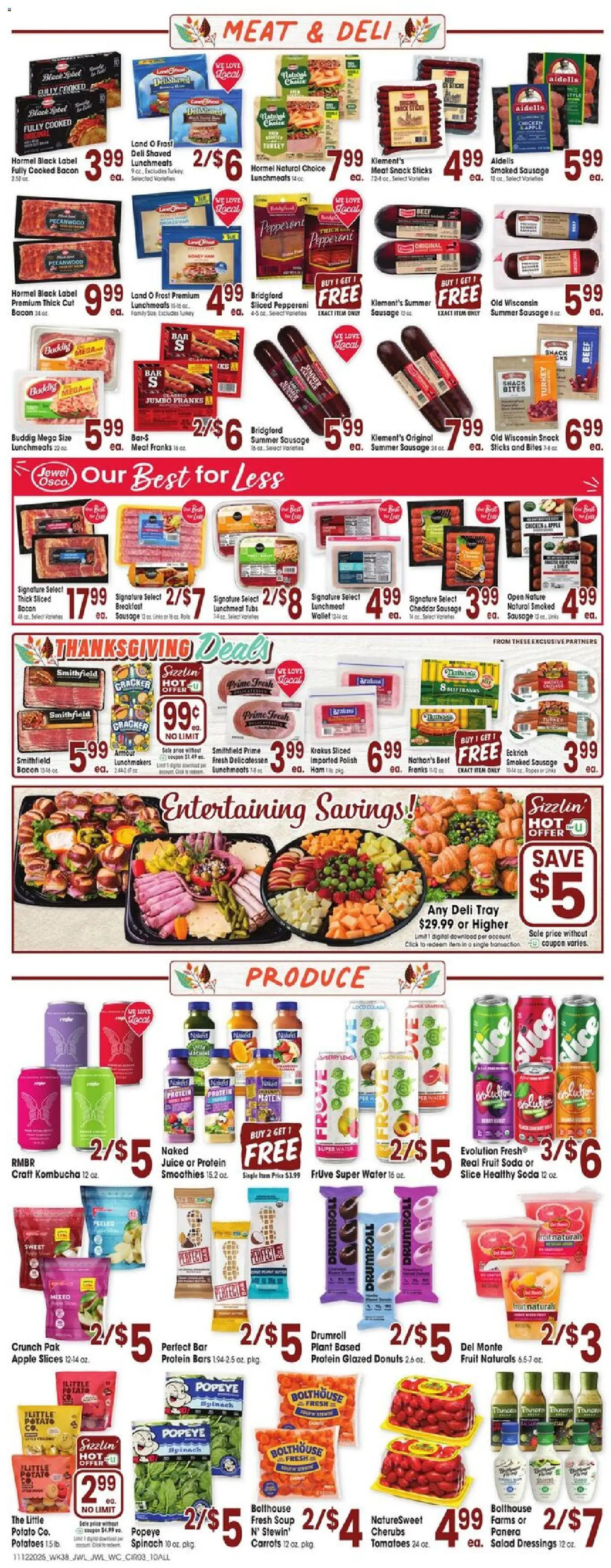 Jewel Osco Weekly Ad - IL - valid from 12.11.2025 | Page: 3 | Products: Ham, Potatoes, Water, Sausage