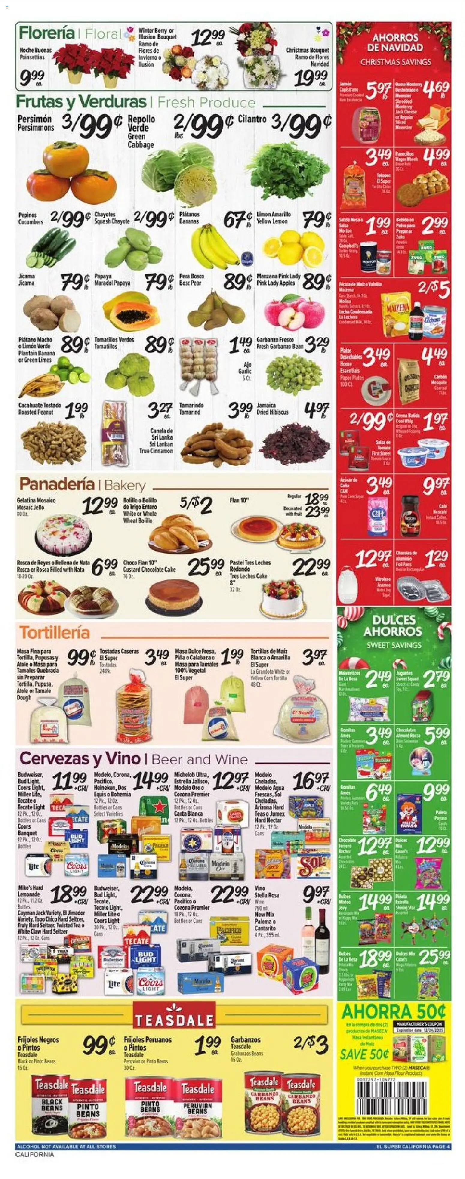 El Super Weekly Ad - CA - valid from 17.12.2025 | Page: 4 | Products: Corn, Apples, Cabbage, Pear