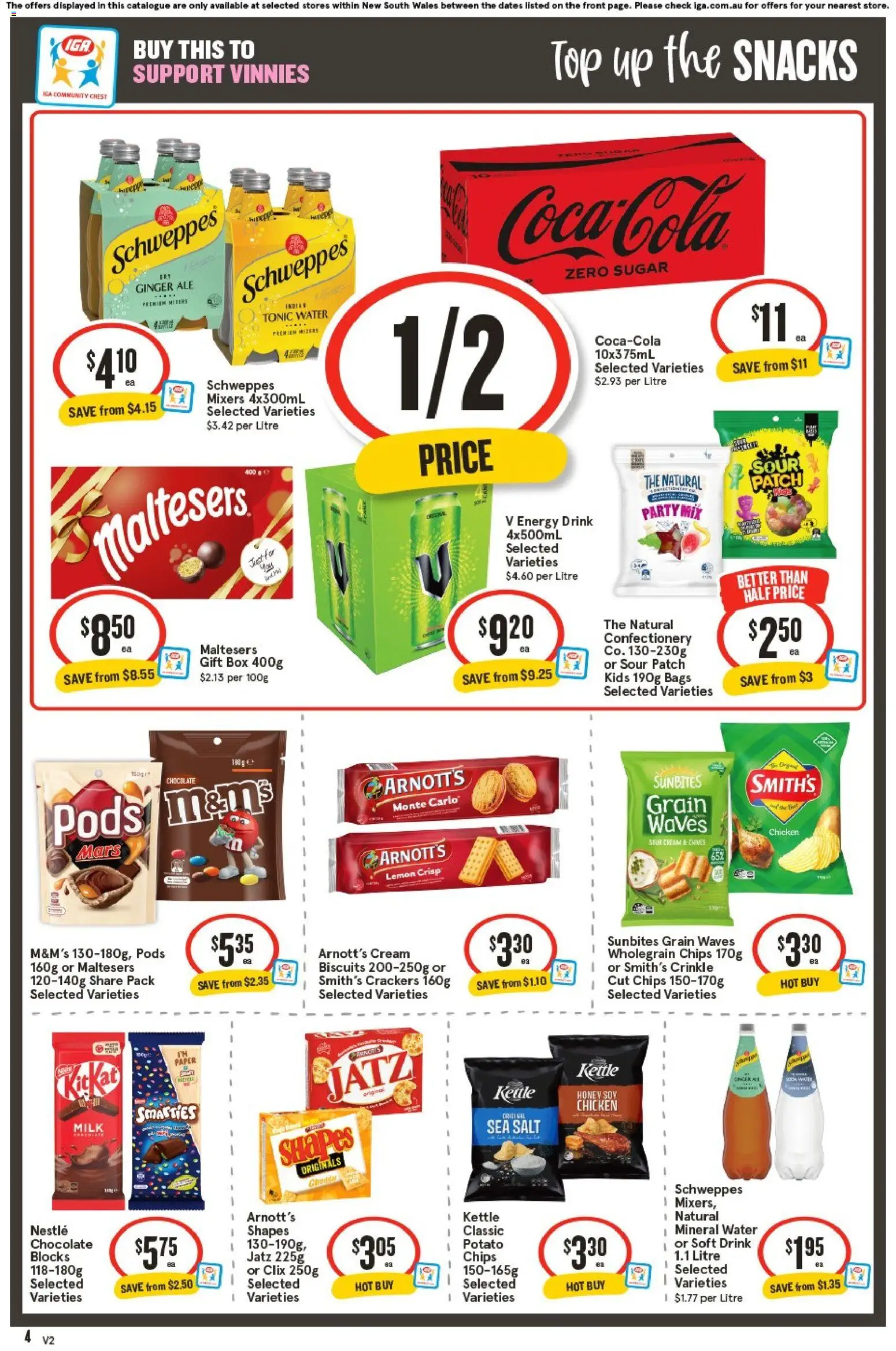 IGA catalogue - valid from 17.12.2025 | Page: 4 | Products: Energy drink, Chips, Cream, Water