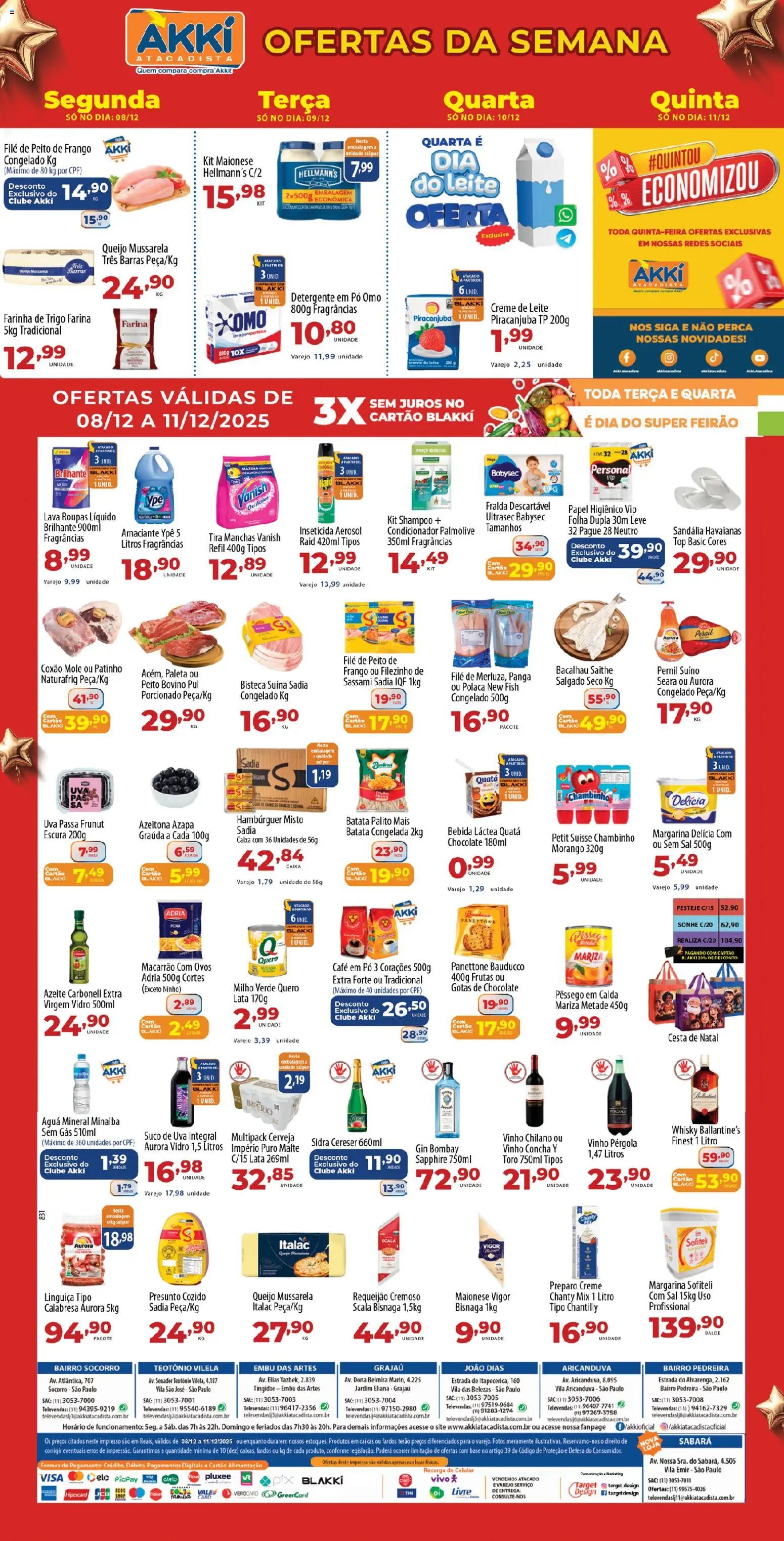 Akki Atacadista Folheto - válido de 08.12.2025 | Página: 1 | Produtos: Farinha de trigo, Panettone, Macarrão, Requeijão