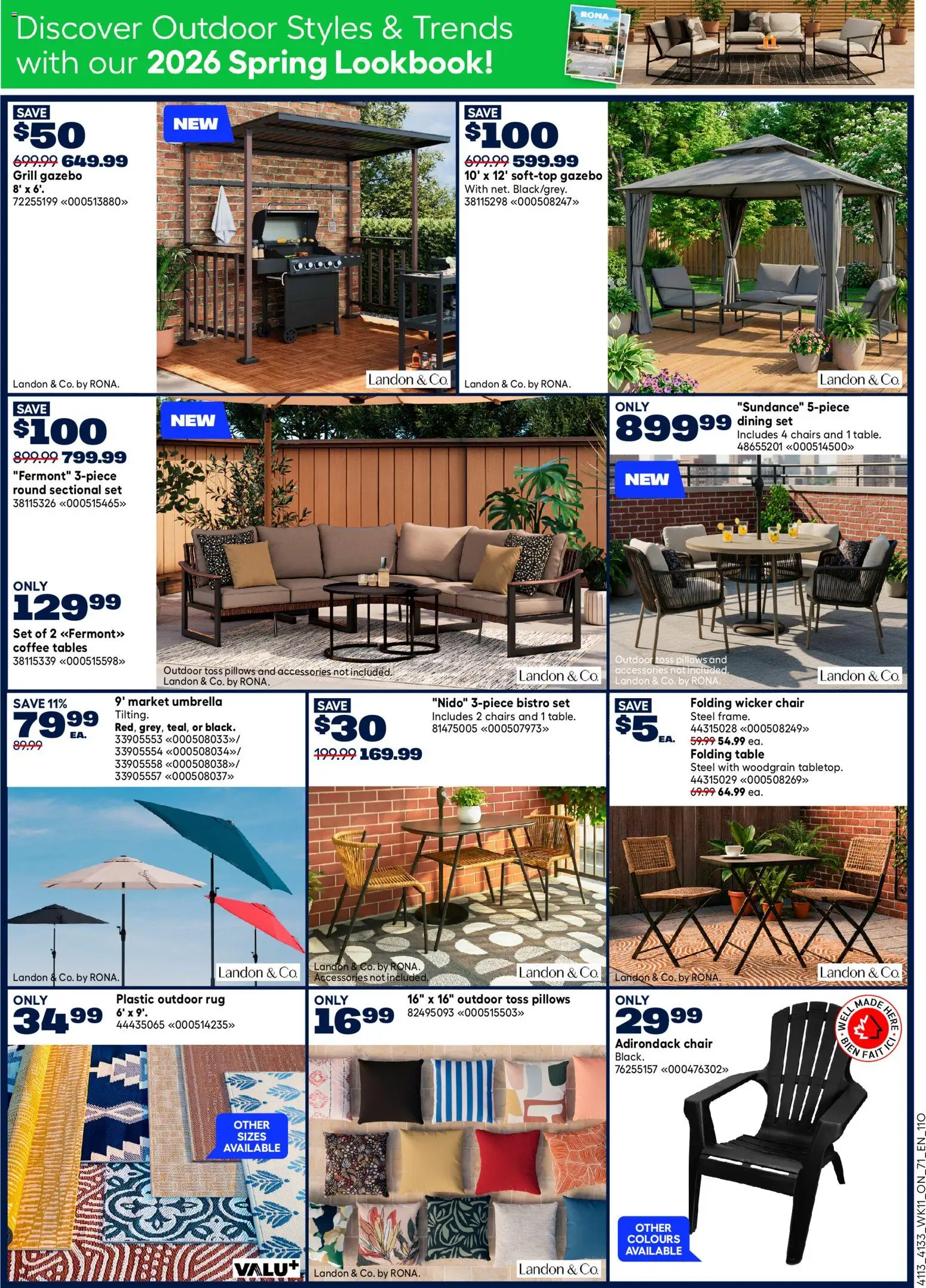 Rona flyer valid from 09.04.2026 | Page: 7 | Products: Umbrella, Grill, Table, Chair