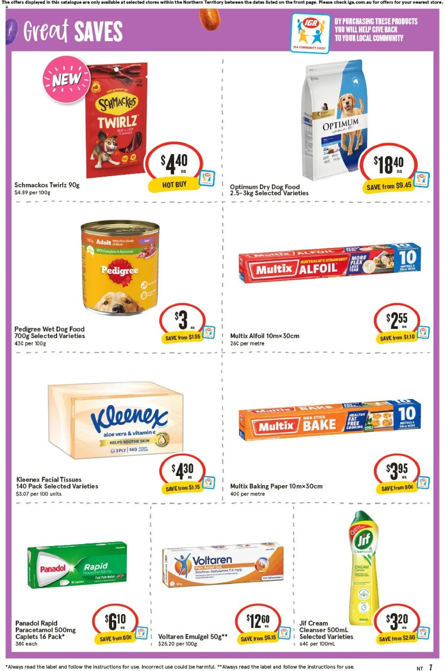 IGA catalogue - valid from 29.03.2026 | Page: 7 | Products: Dog food, Cream, Tissues, Pain relief