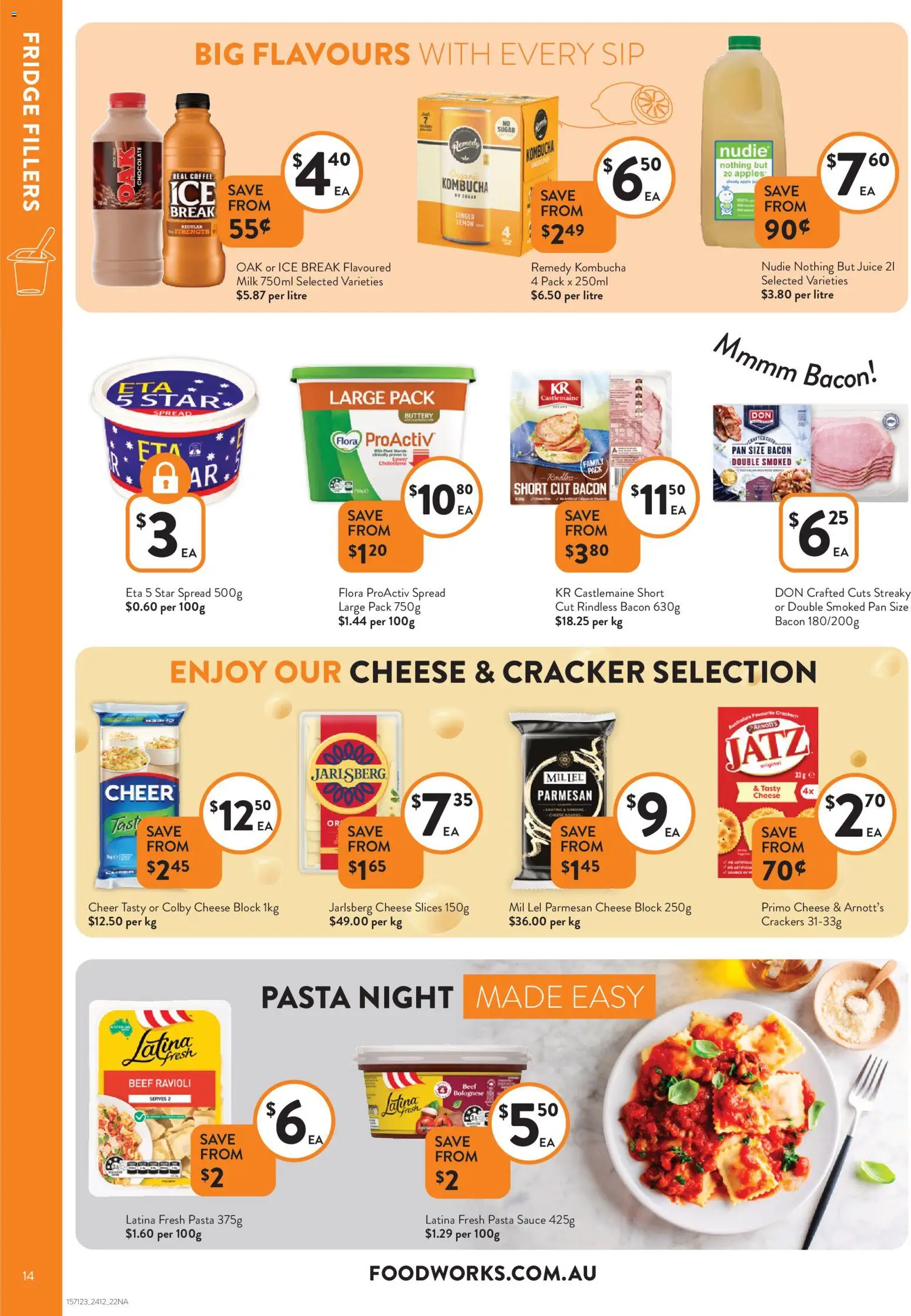 Foodworks catalogue - valid from 24.12.2025 | Page: 14 | Products: Bacon, Cheese, Juice, Fridge