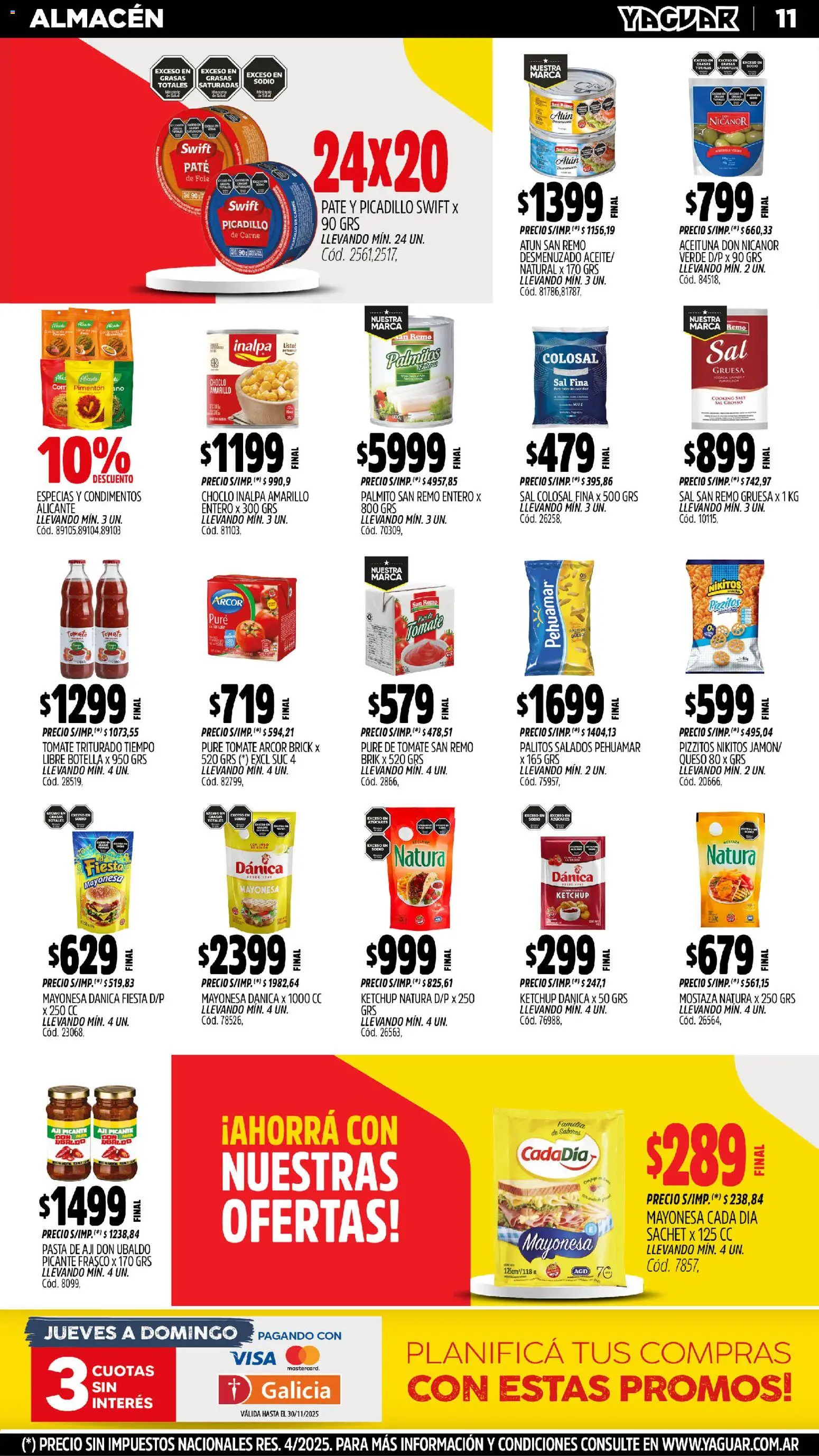 Yaguar - Mar del Plata │ válido desde el 17.11.2025 | Página: 12 | Productos: Mostaza, Atún, Frasco, Aji