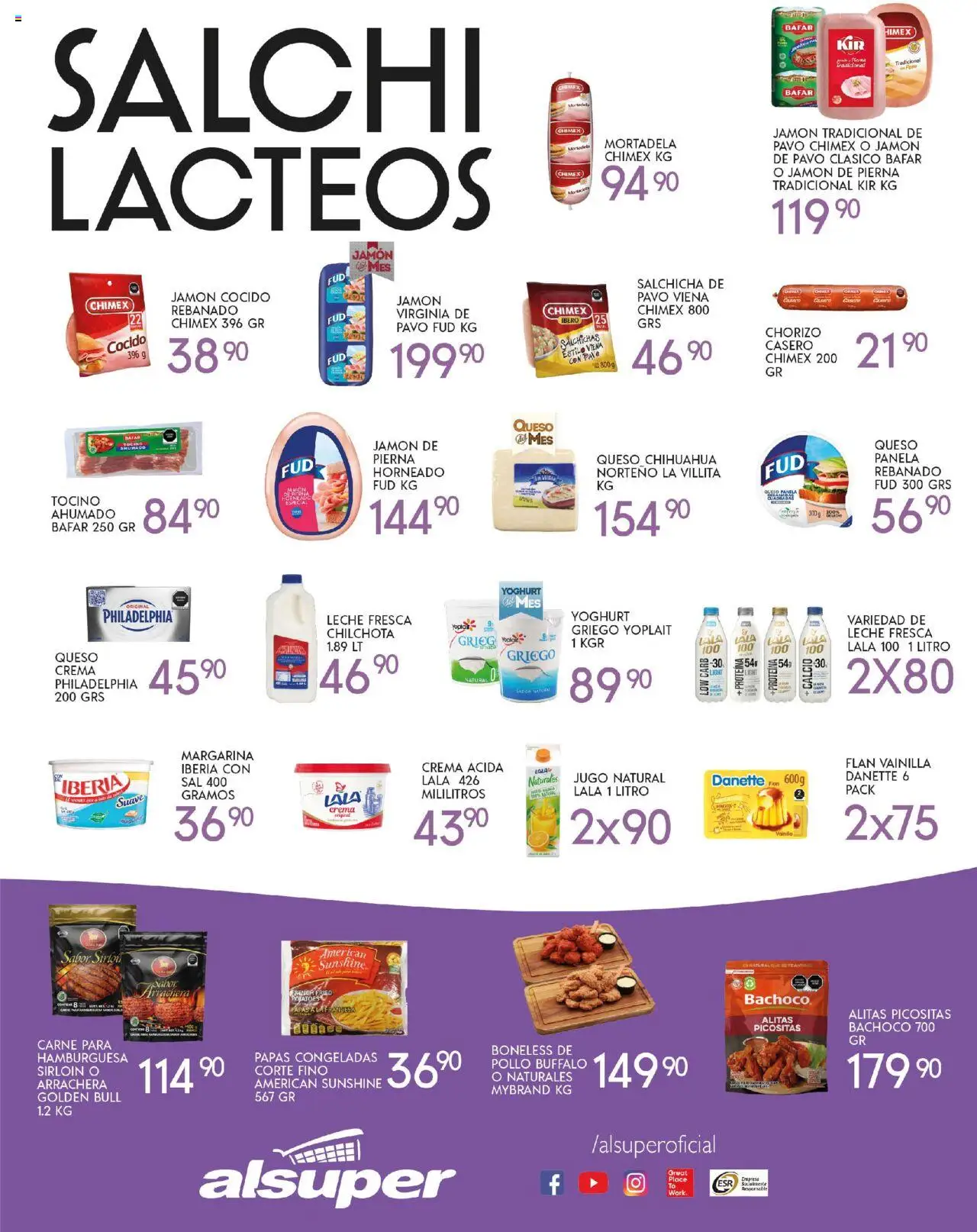 Nuevas ofertas de Alsuper válidas en toda la República Mexicana desde el 23.09.2025. ¡Encuentra las mejores ofertas en Alsuper - Folleto Laguna! | Página: 3 | Productos: Pollo, Jamón cocido, Salchicha, Leche