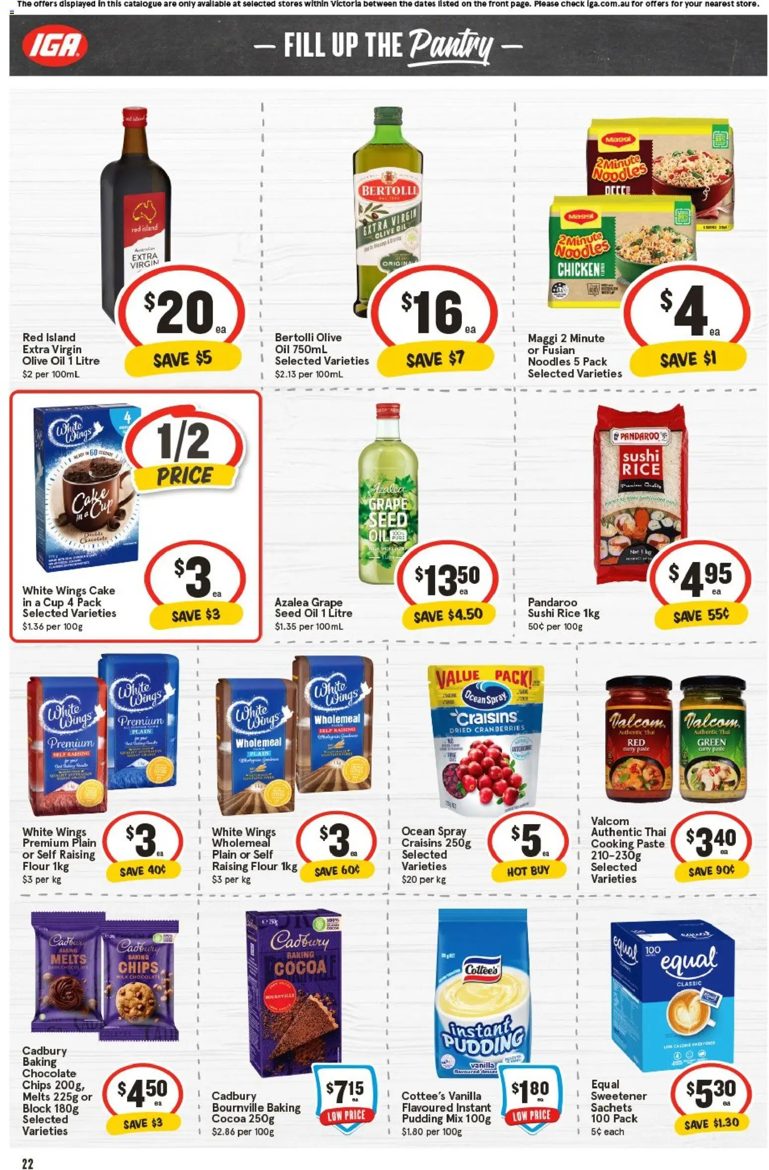 IGA catalogue - valid from 05.11.2025 | Page: 22 | Products: Cocoa, Chocolate, Rice, Noodles