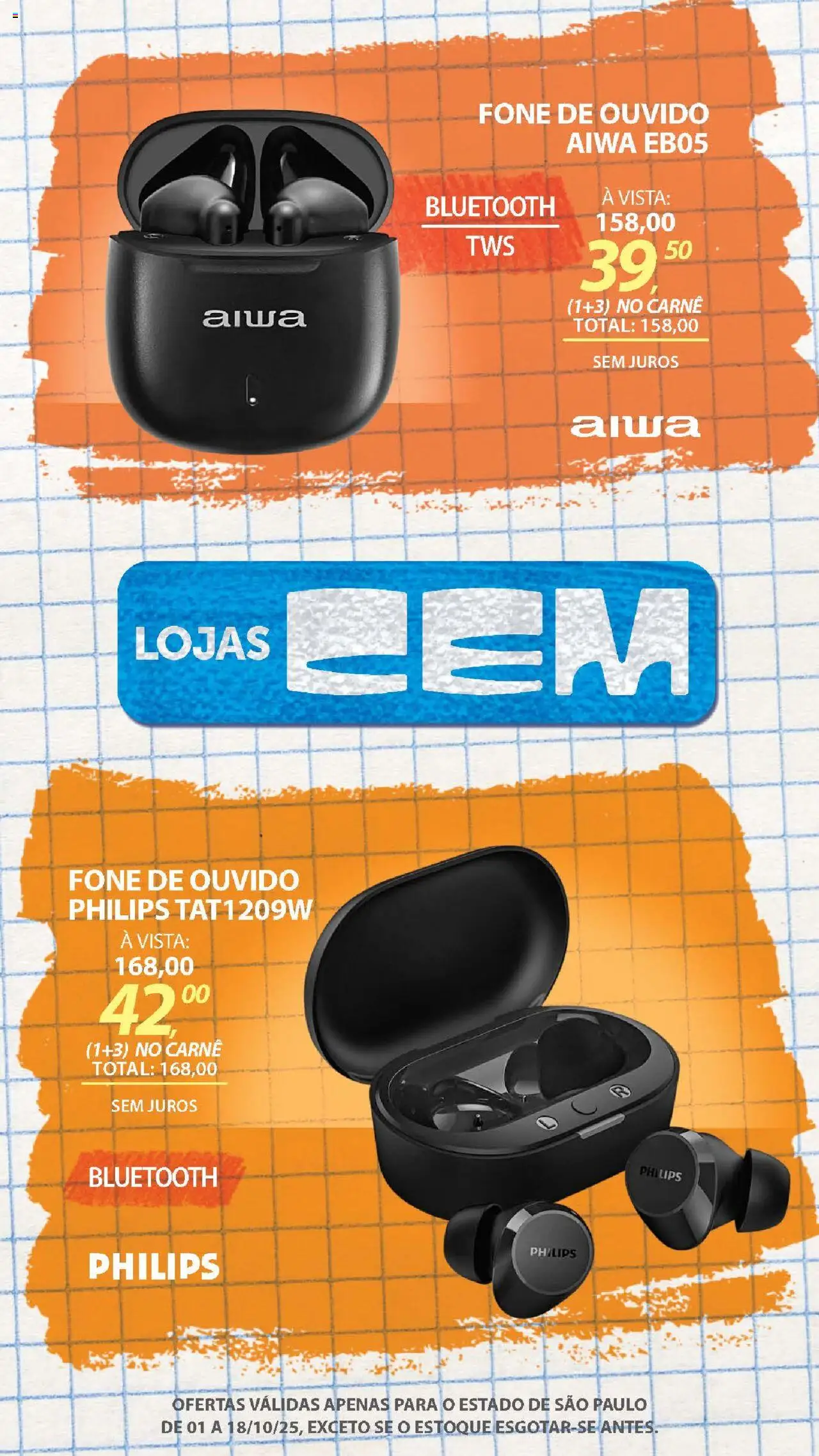 Lojas Cem Folheto - válido de 01.10.2025 | Página: 54 | Produtos: Carne, Fone de ouvido