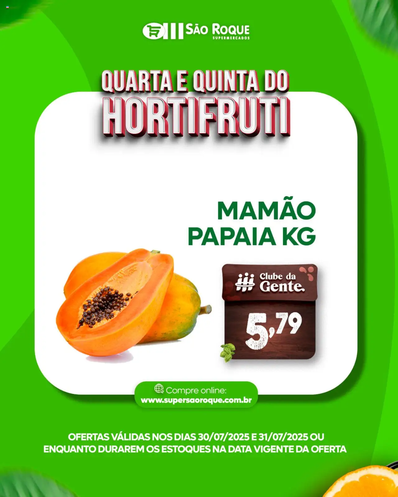 São Roque Supermercados Folheto - válido de 30.07.2025 | Página: 5 | Produtos: Mamão