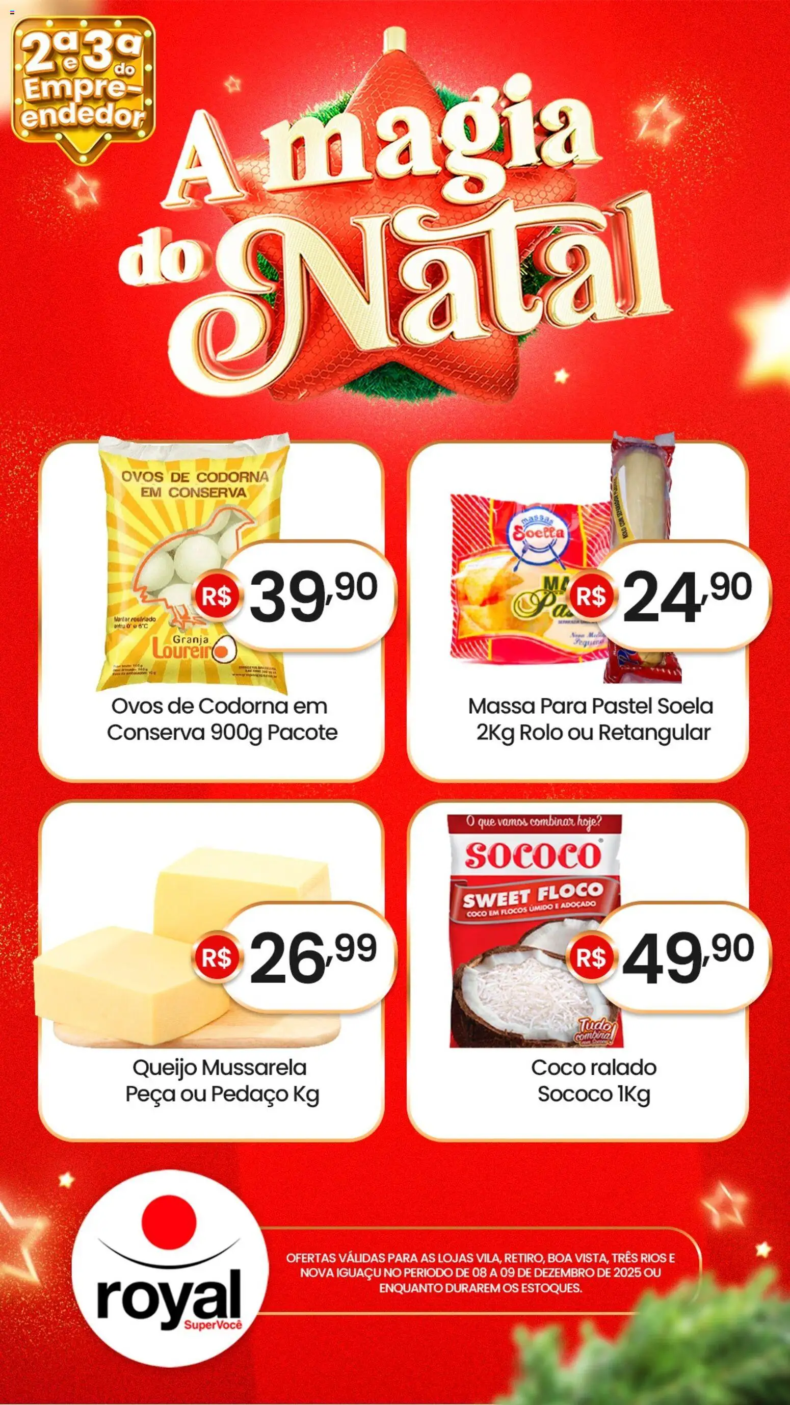 Royal Supermercados Folheto - válido de 08.12.2025 | Página: 2 | Produtos: Coco, Rolo, Queijo, Mussarela