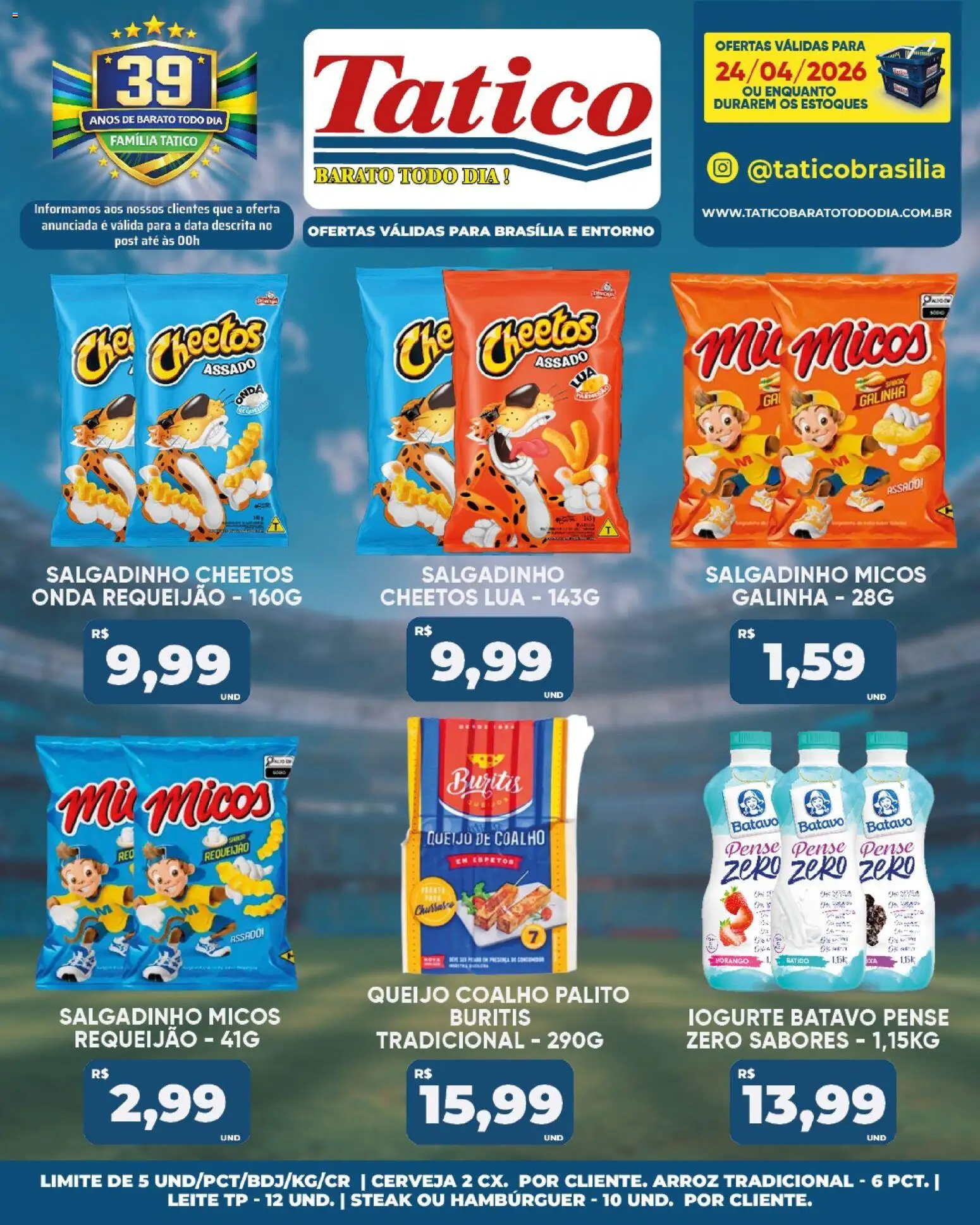 Tatico Folheto - válido de 24.04.2026 | Página: 20 | Produtos: Leite, Queijo, Queijo coalho, Hambúrguer