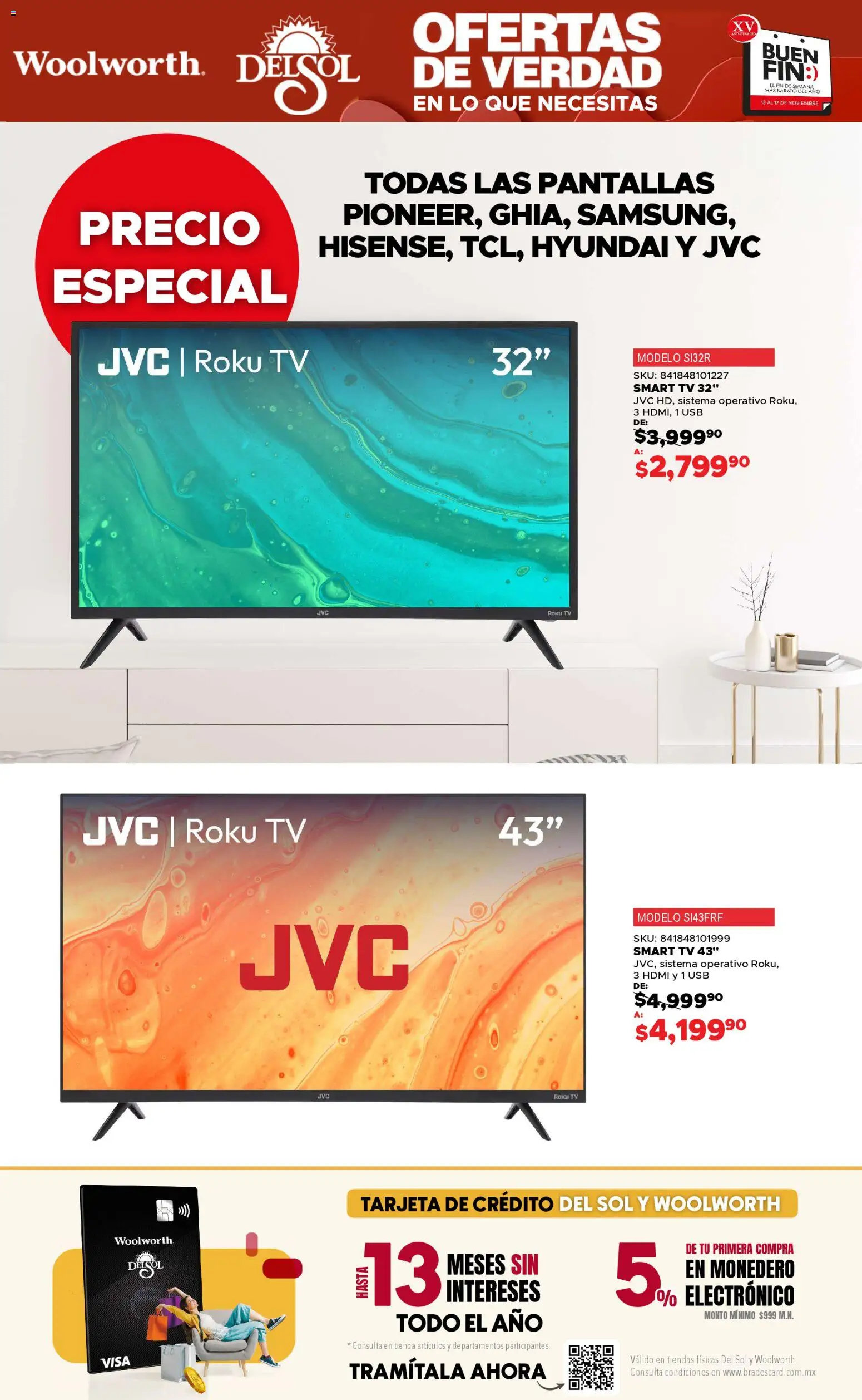 Nuevas ofertas de Del Sol y Woolworth válidas en toda la República Mexicana desde el 13.11.2025. ¡Encuentra las mejores ofertas en Del Sol y Woolworth Buen fin! | Página: 17 | Productos: Usb, Pantallas, Monedero