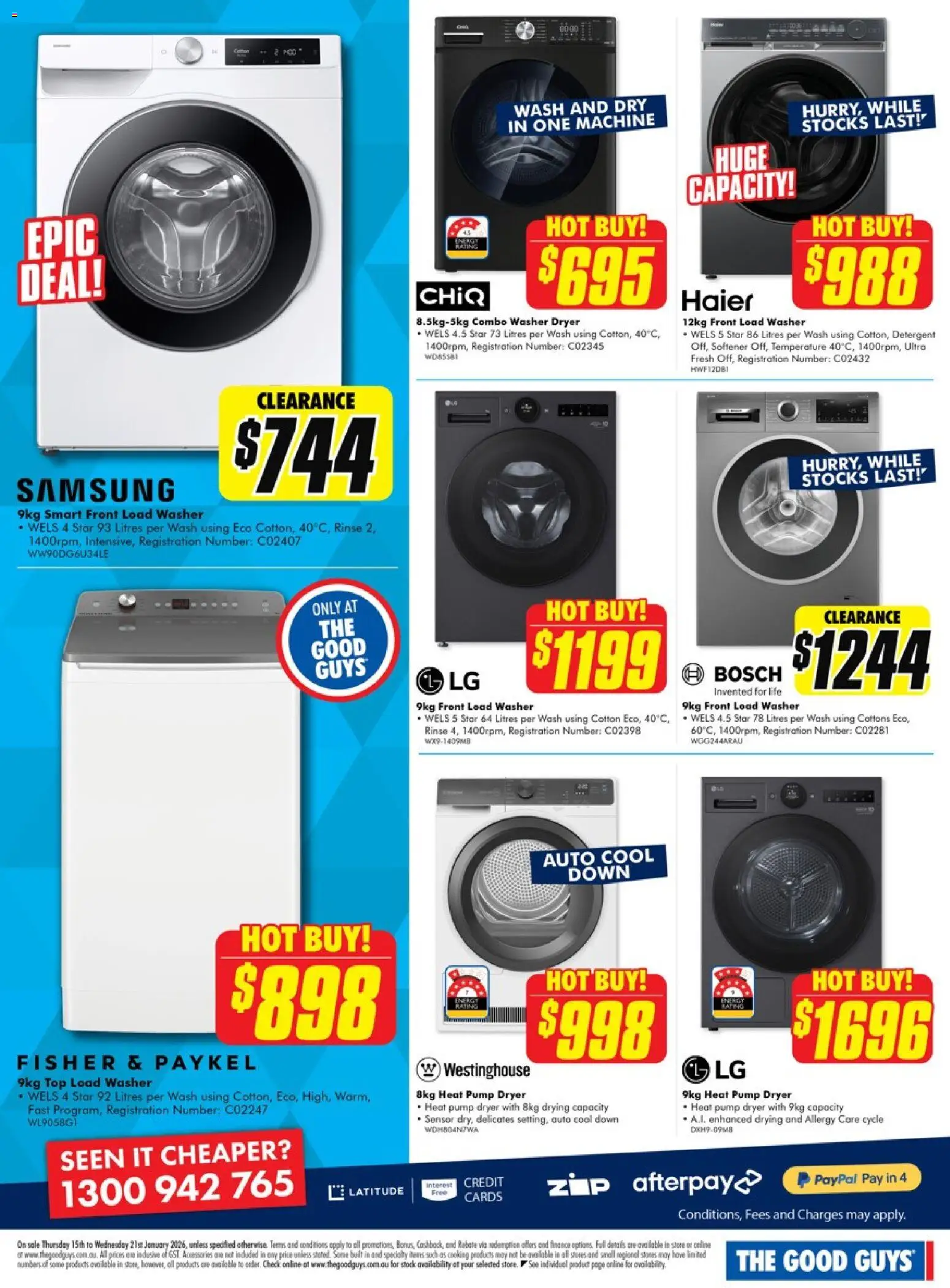 The Good Guys catalogue - valid from 14.01.2026 | Page: 9 | Products: Detergent, Dryer, Washer, Allergy