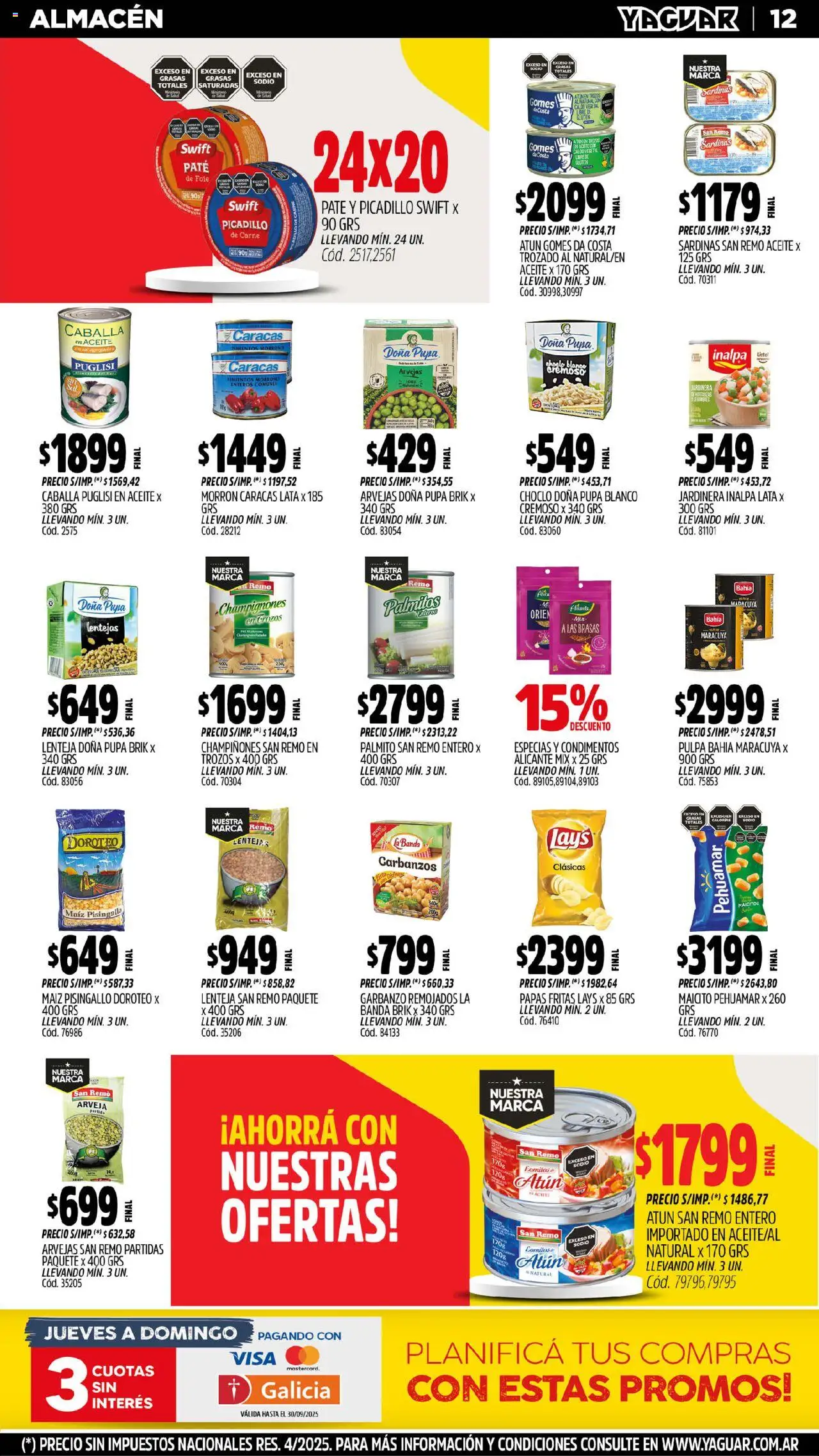 Yaguar - Chaco │ válido desde el 15.09.2025 | Página: 13 | Productos: Choclo, Lentejas, Arvejas, Picadillo