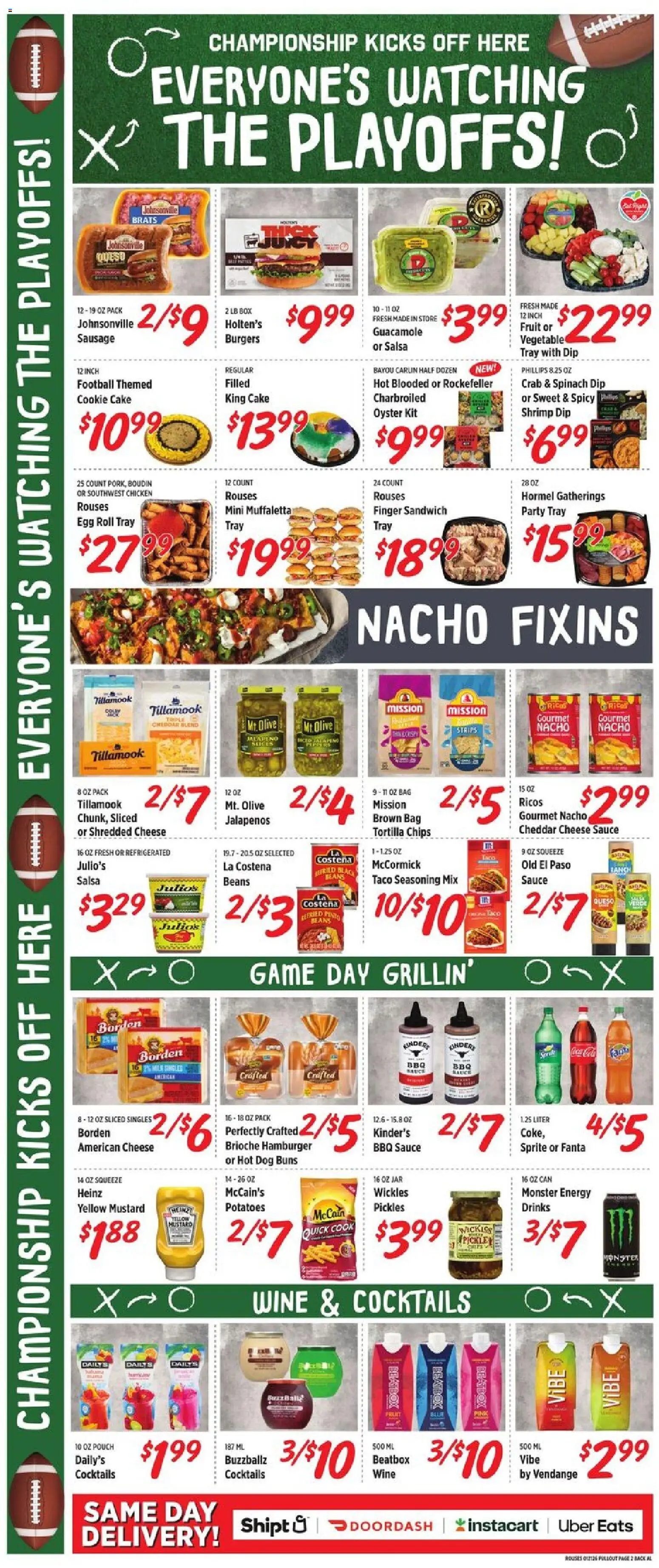 Rouses Weekly Ad - AL - valid from 21.01.2026 | Page: 4 | Products: Spinach, Potatoes, Sausage, Game