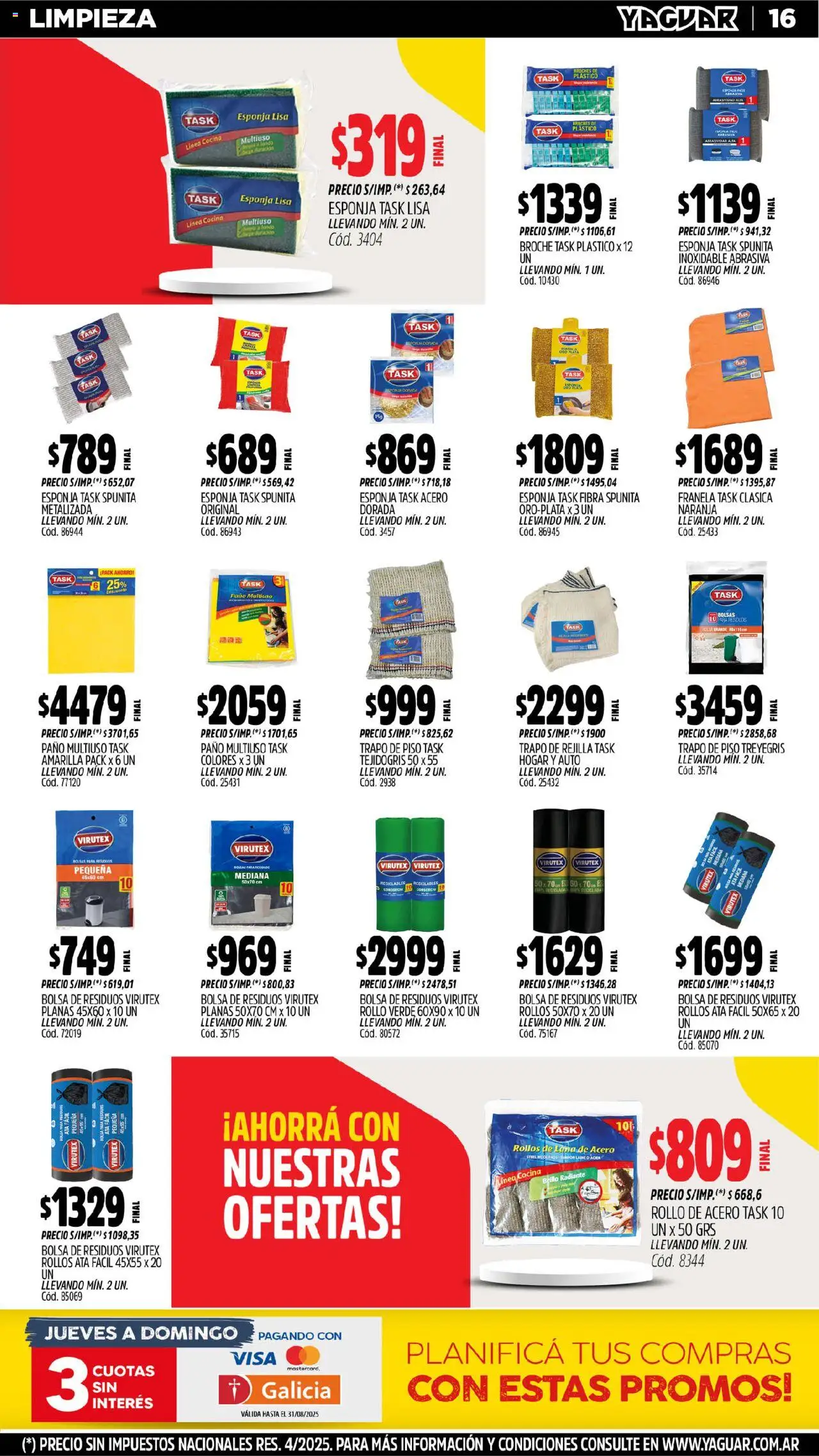 Yaguar catálogo │ válido desde el 25.08.2025 | Página: 17 | Productos: Bolsa, Cocina, Rejilla, Esponja