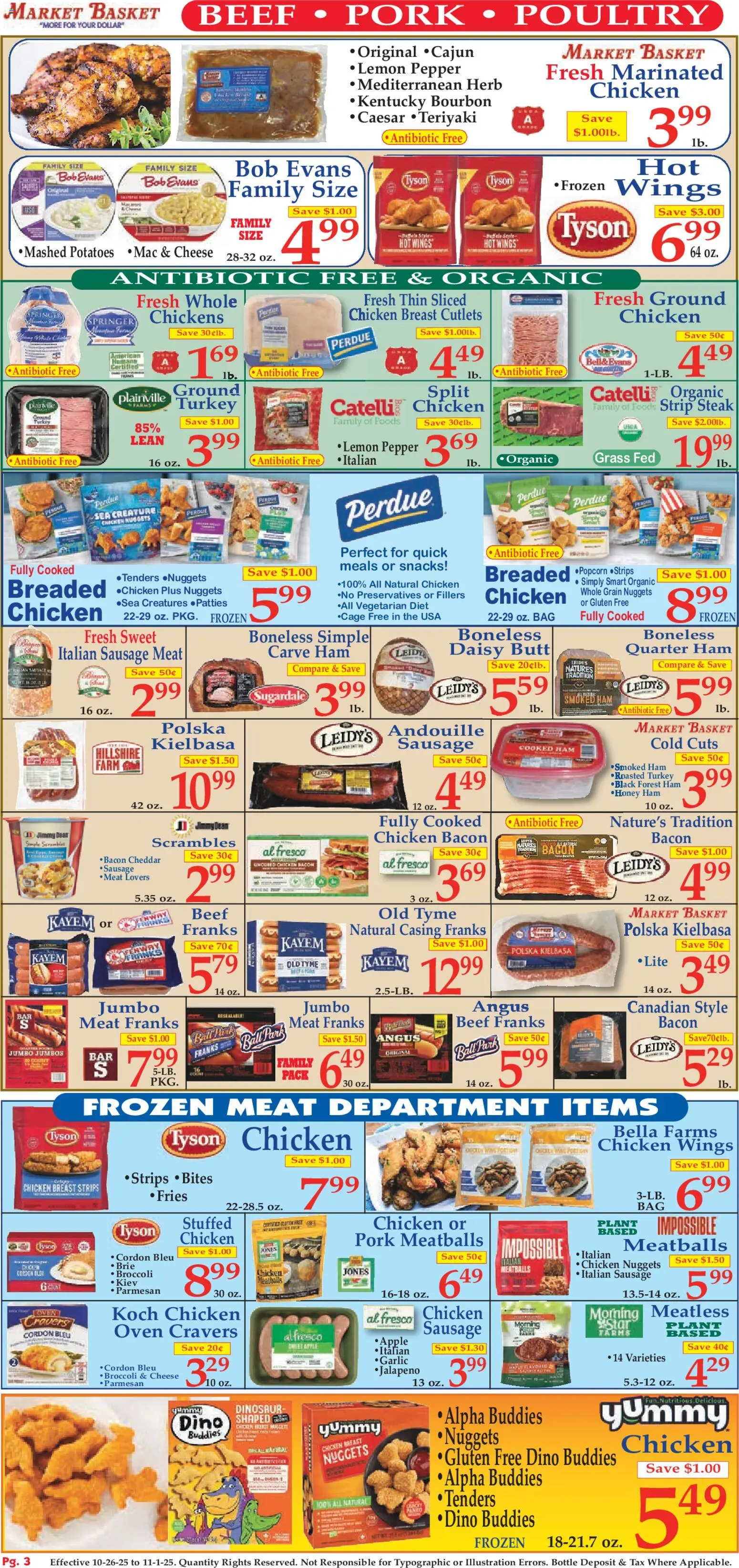 Market Basket Ad - valid from 26.10.2025 | Page: 3 | Products: Broccoli, Basket, Pork, Bag