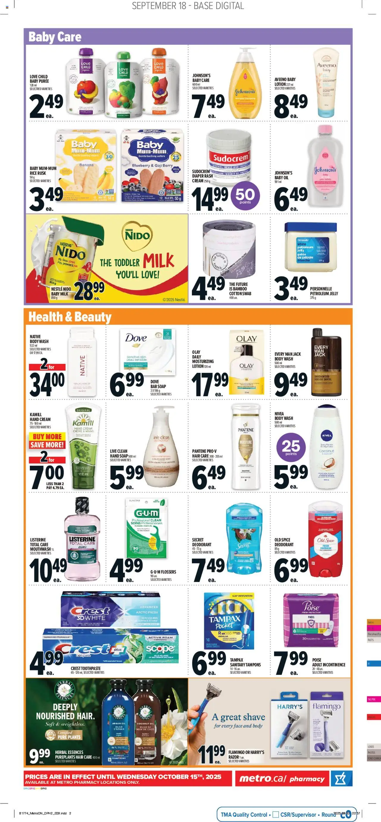 Metro flyer valid from 18.09.2025 | Page: 13 | Products: Shampoo, Toothpaste, Milk, Oil