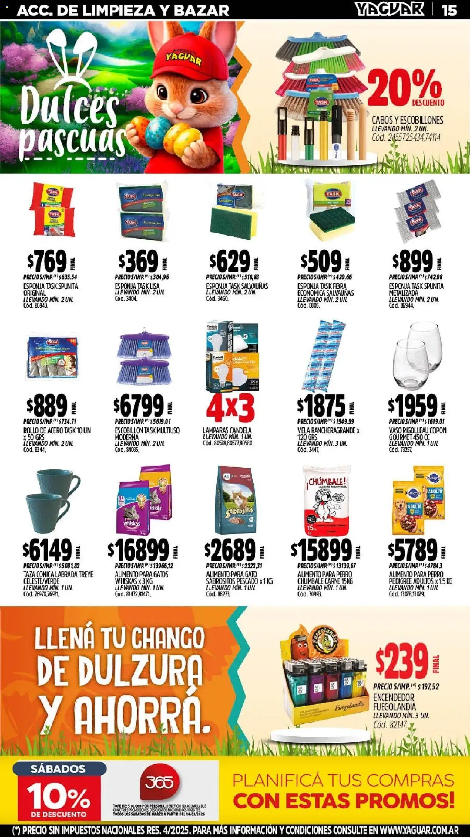 Yaguar - Oferta Semanal Jujuy │ válido desde el 23.03.2026 | Página: 15 | Productos: Vela, Encendedor, Pescado, Taza