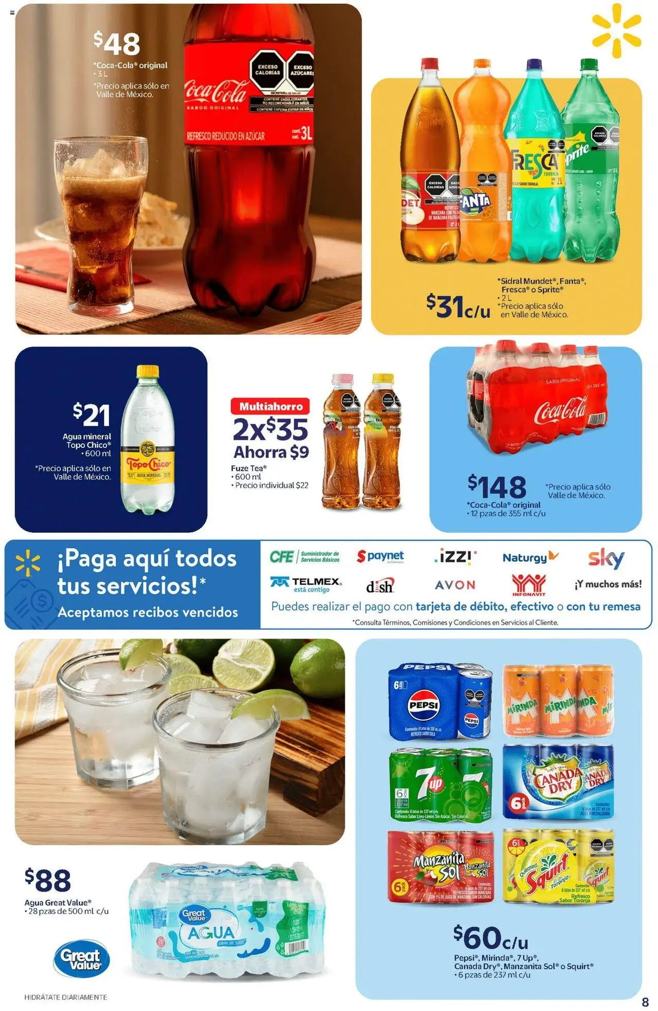 Nuevas ofertas de Walmart válidas en toda la República Mexicana desde el 17.09.2025. ¡Encuentra las mejores ofertas en Walmart - Folleto! | Página: 8 | Productos: Azúcar, Refresco, Manzana, Agua