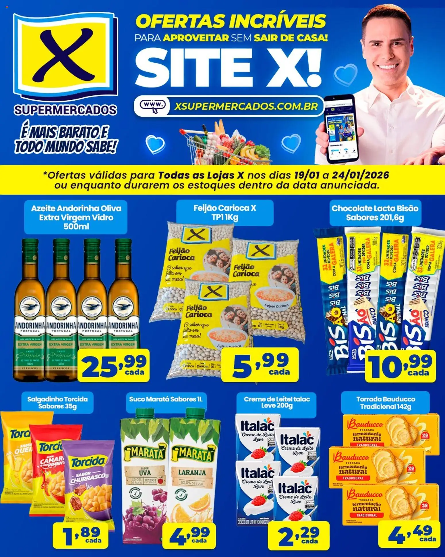 X Supermercados Folheto - válido de 19.01.2026 | Página: 2 | Produtos: Mesa, Leite, Chocolate, Creme