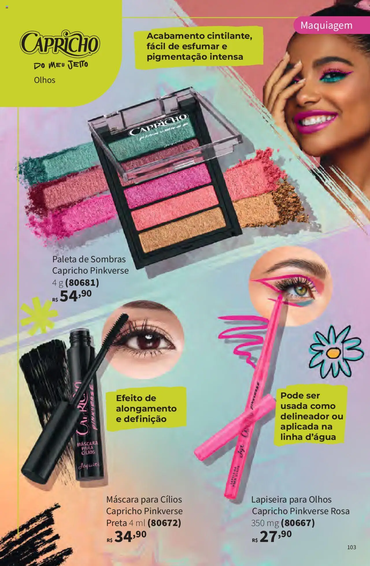 Jequiti Folheto - válido de 02.06.2025 | Página: 103 | Produtos: Maquiagem, Máscara para cílios, Delineador, Lapiseira