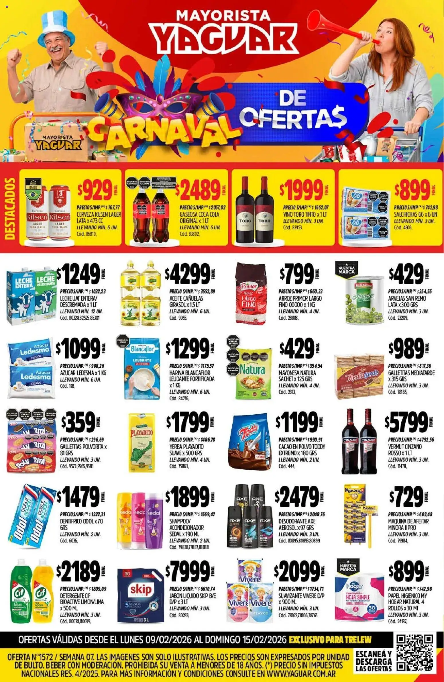 Yaguar - Oferta Semanal Trelew │ válido desde el 09.02.2026 | Página: 1 | Productos: Yerba, Acondicionador, Cacao, Suavizante