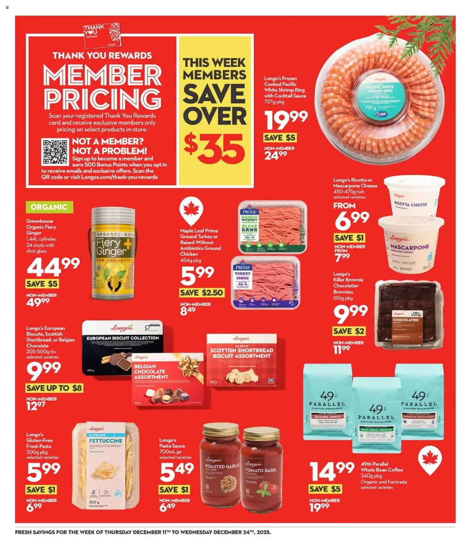 Longo's flyer valid from 11.12.2025 | Page: 17 | Products: Pasta, Turkey, Butter, Coffee