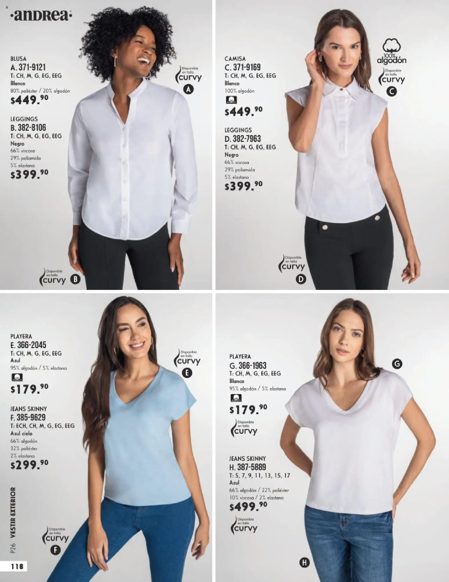 Nuevas ofertas de Andrea válidas en toda la República Mexicana desde el 25.01.2026. ¡Encuentra las mejores ofertas en Andrea catálogo Vestir! | Página: 118 | Productos: Blusa, Leggings, Camisa, Playera