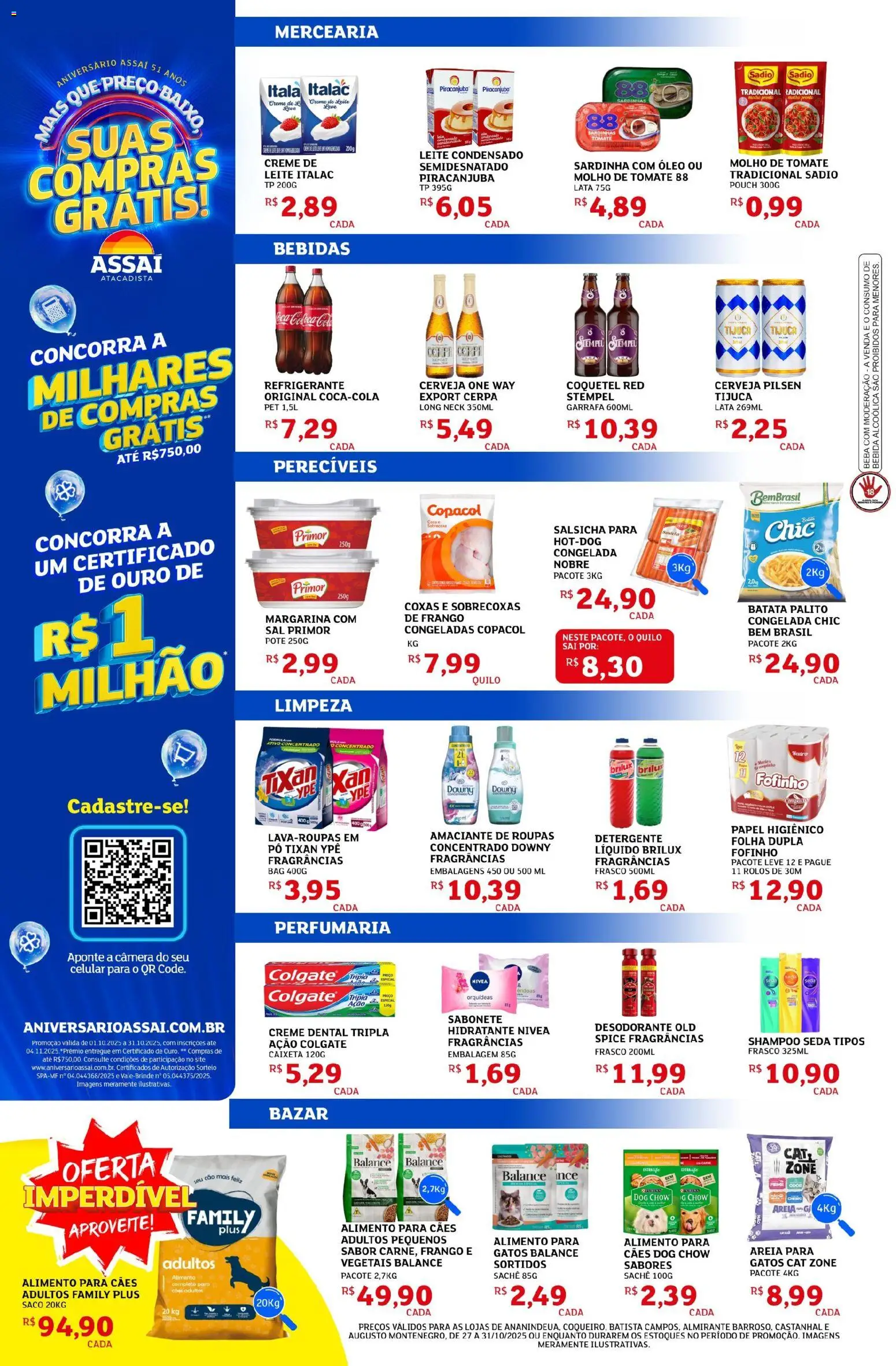 Assaí Atacadista Folheto - válido de 27.10.2025 | Página: 2 | Produtos: Desodorante, Creme de leite, Amaciante, Câmera