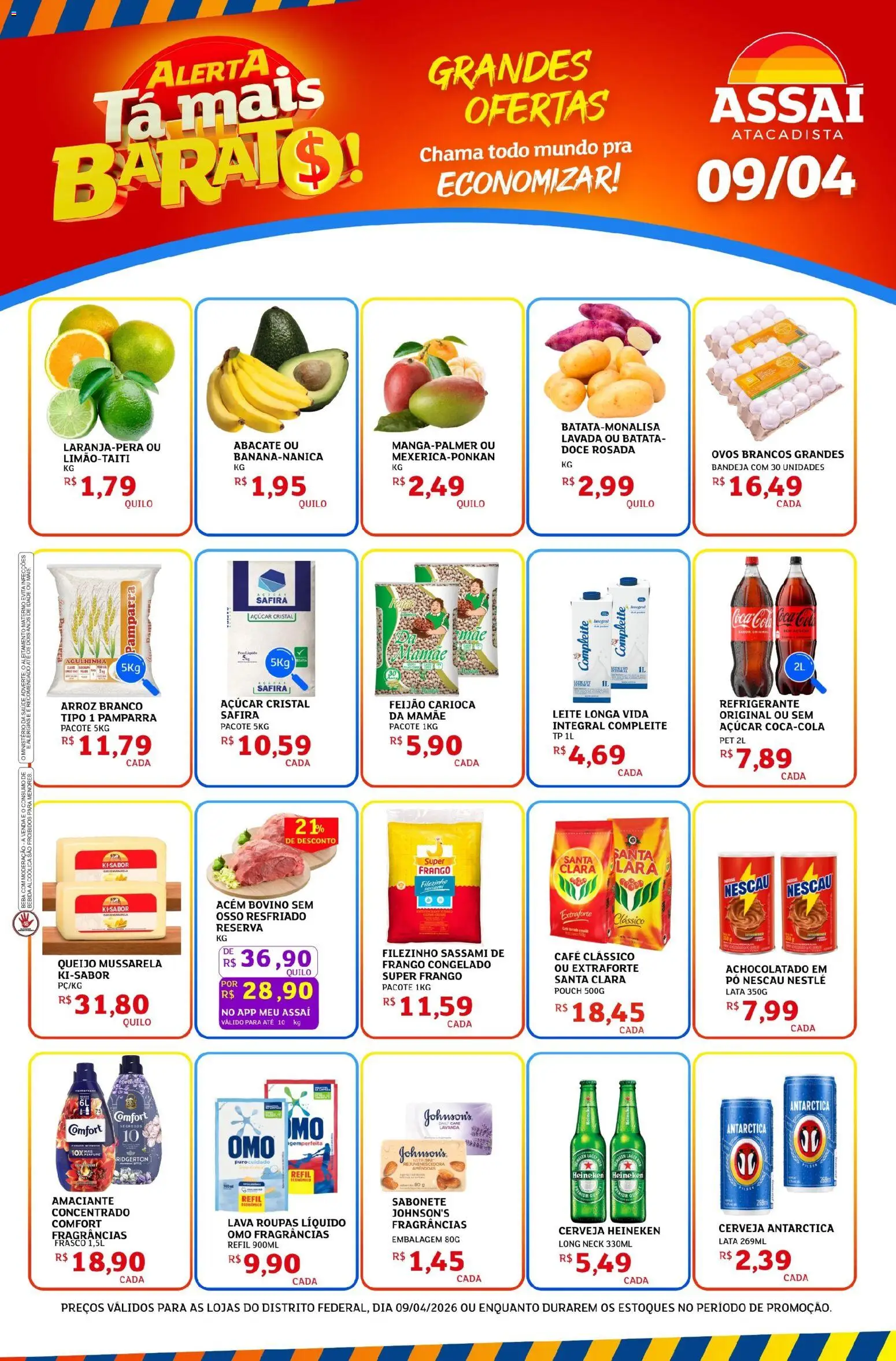 Assaí Atacadista Folheto - válido de 09.04.2026 | Página: 1 | Produtos: Feijão, Nescau, Arroz, Bandeja