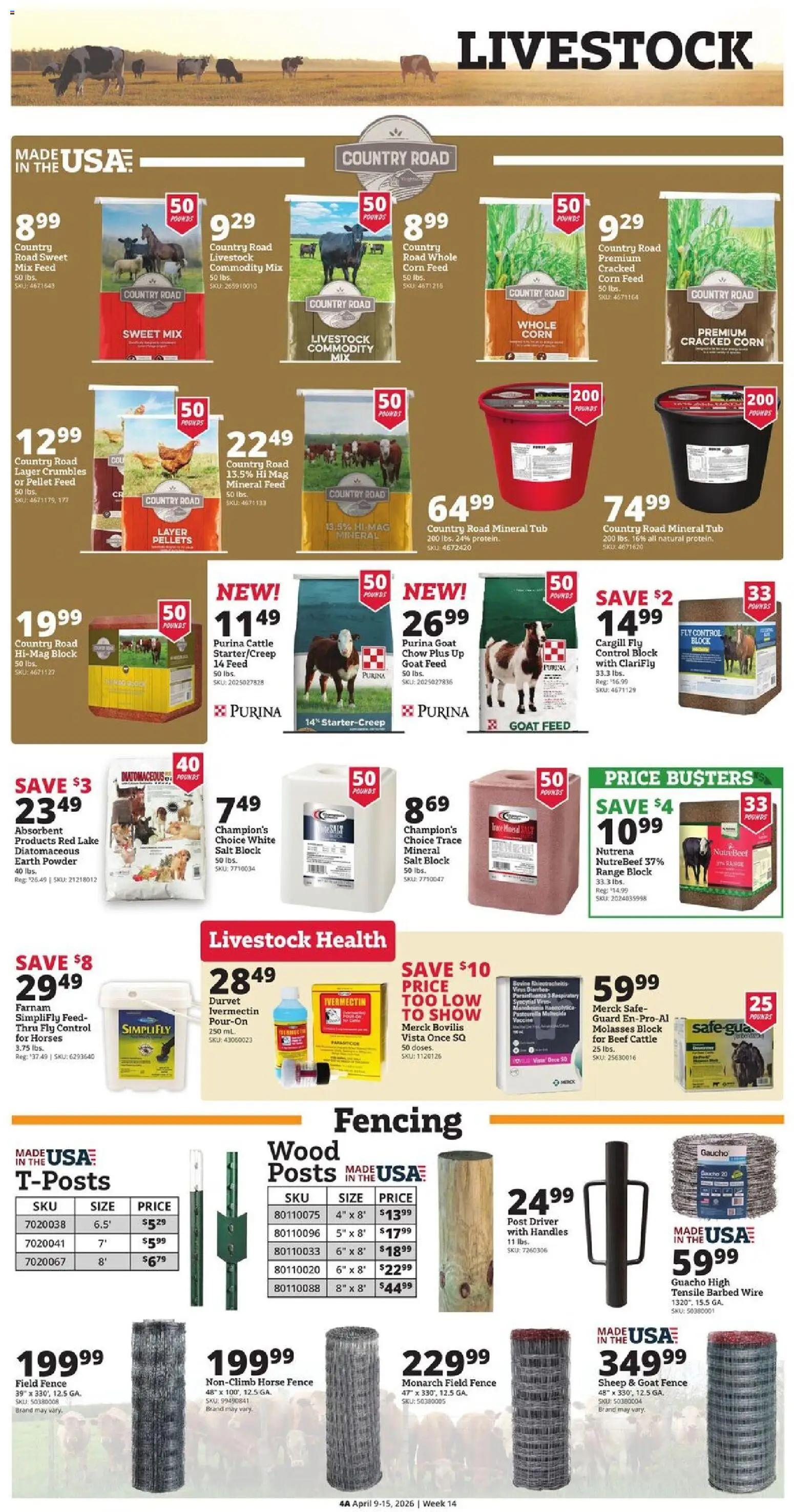 Rural King Weekly Ad - valid from 09.04.2026 | Page: 6 | Products: Corn, Wire, Powder, Salt