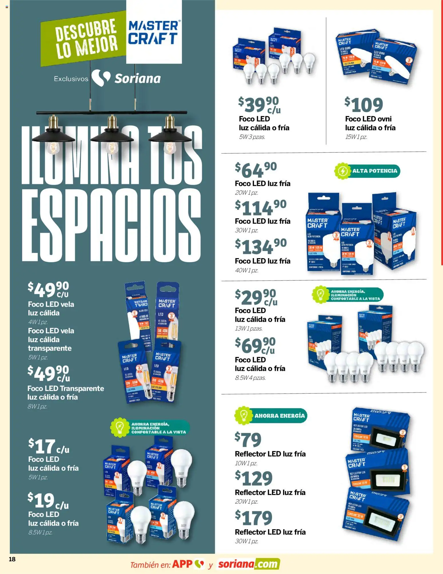 Nuevas ofertas de Soriana válidas en toda la República Mexicana desde el 26.03.2026. ¡Encuentra las mejores ofertas en Soriana Descubre lo mejor Mercado Nacional! | Página: 18 | Productos: Reflector, Vela, Foco