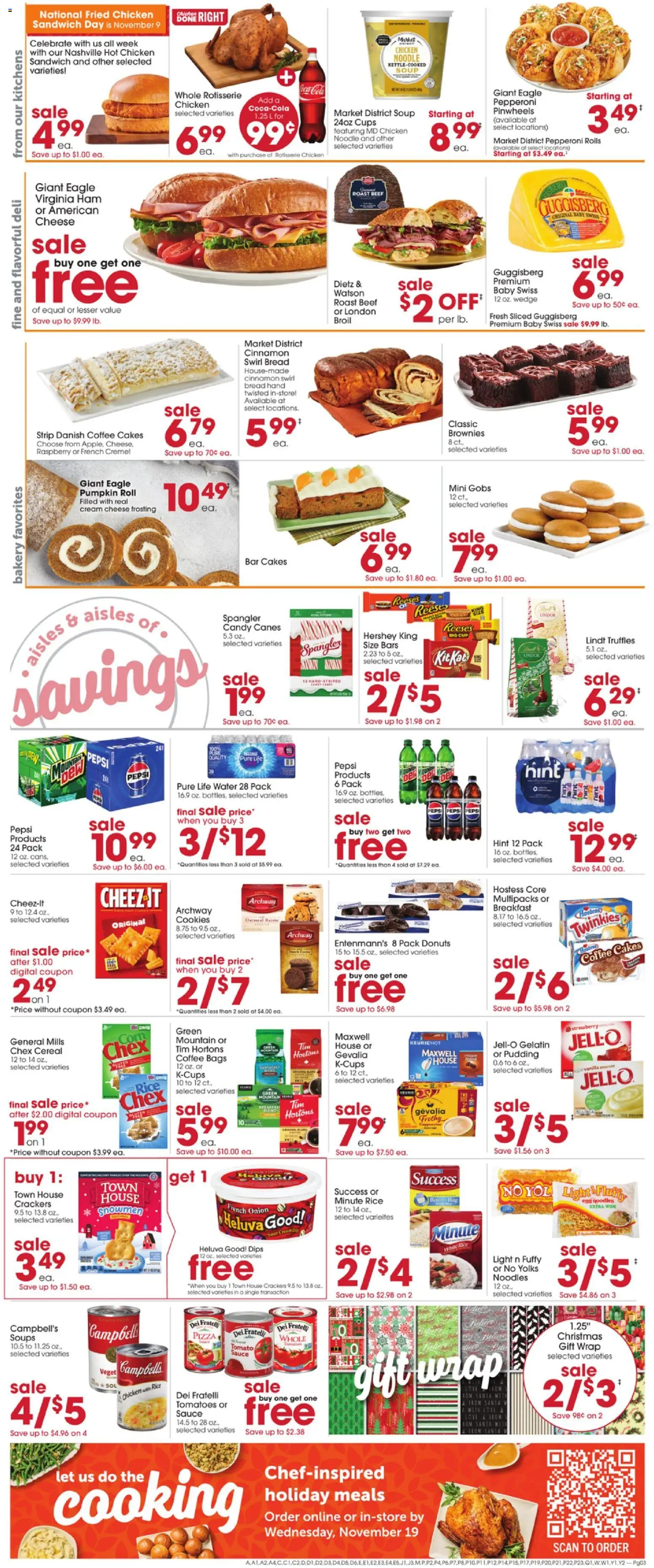 Giant Eagle Weekly Ad - valid from 06.11.2025 | Page: 3 | Products: Cheese, Bread, Noodles, Water