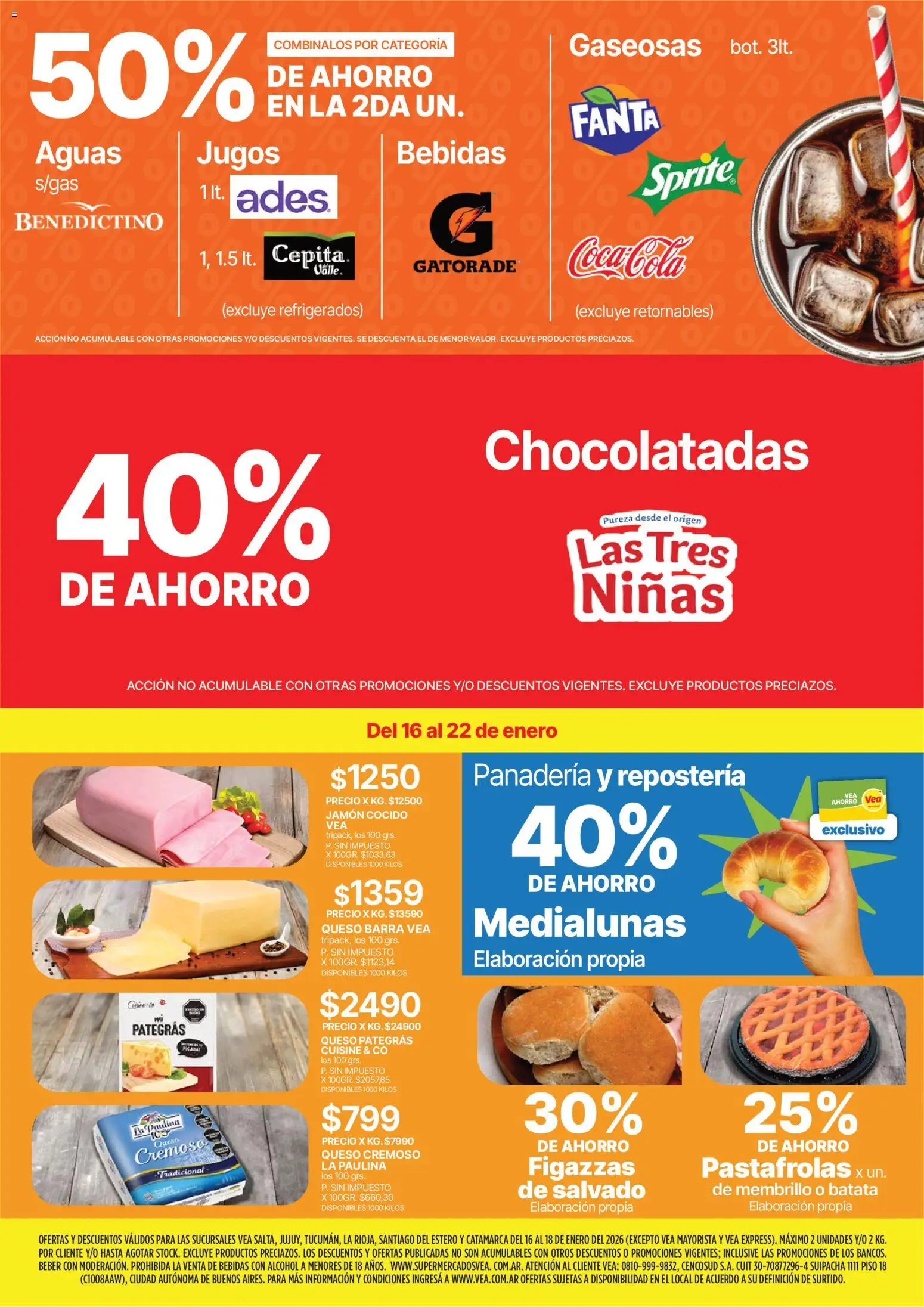 Vea - Oferta fin de semana │ válido desde el 16.01.2026 | Página: 2 | Productos: Panadería, Jamón cocido, Batata, Jamón