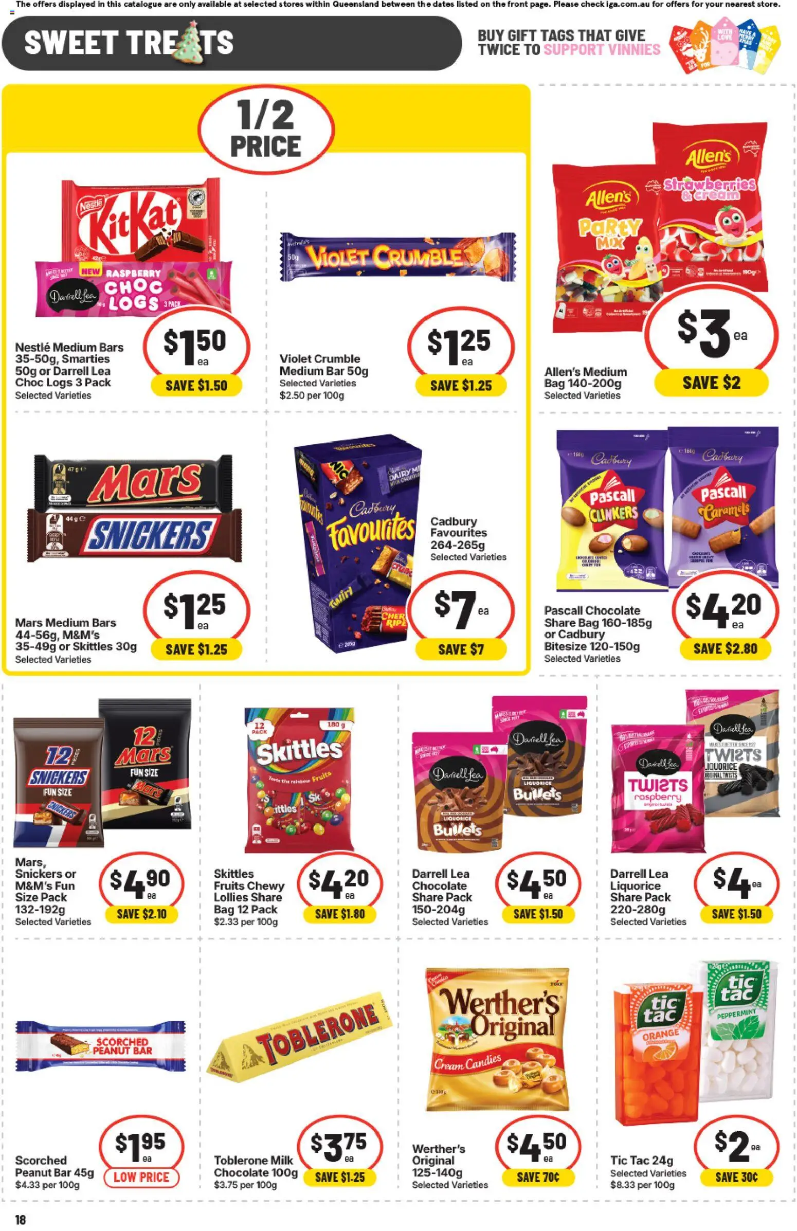 IGA catalogue - valid from 12.11.2025 | Page: 18 | Products: Chocolate, Lollies, Cream, Bag