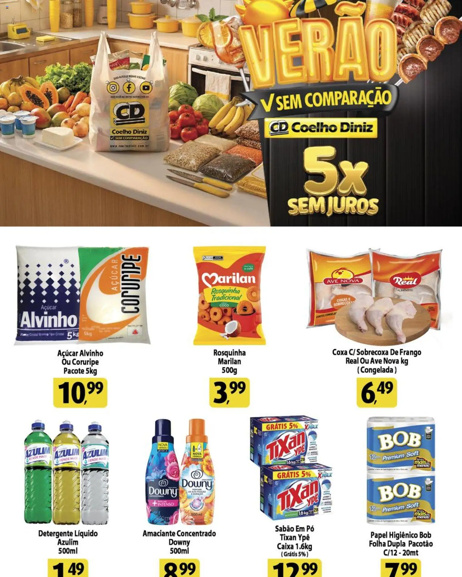 Coelho Diniz Folheto - válido de 09.03.2026 | Página: 1 | Produtos: Coco, Sabão em pó, Açúcar, Frango