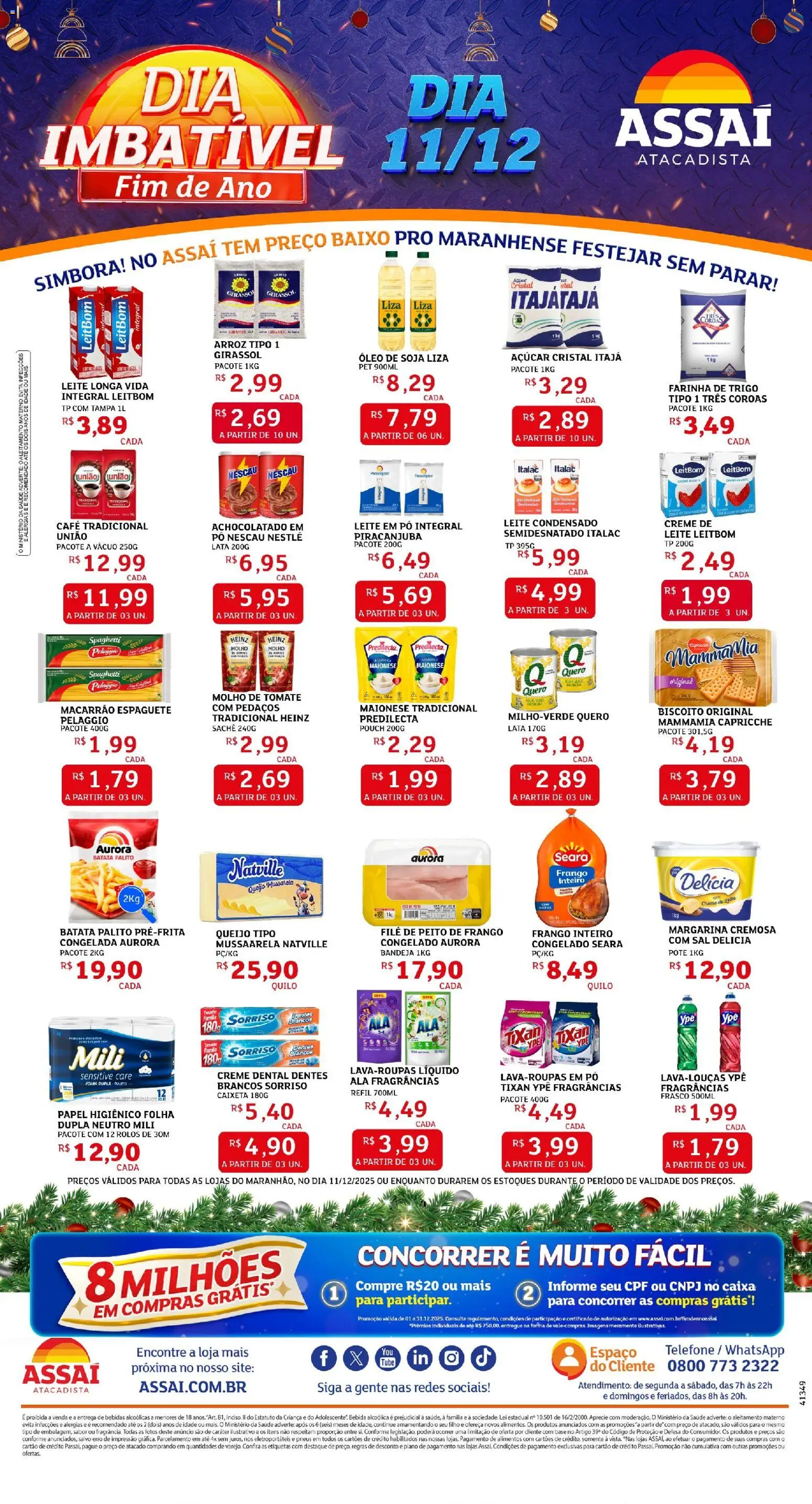Assaí Atacadista Folheto - válido de 11.12.2025 | Página: 1 | Produtos: Caixa, Queijo, Creme, Soja
