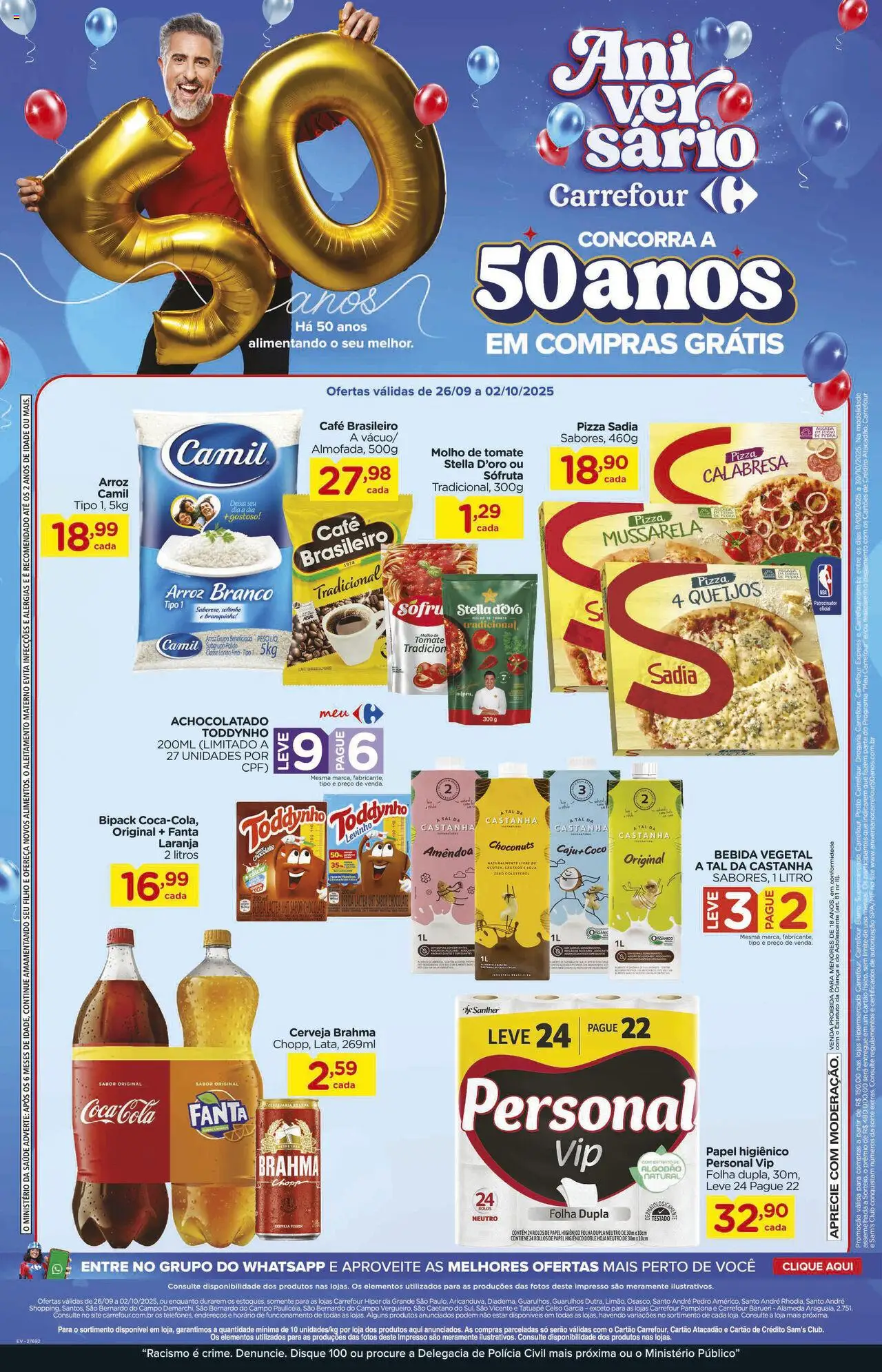 Carrefour Folheto - válido de 26.09.2025 | Página: 2 | Produtos: Molho de tomate, Pizza, Arroz, Mussarela