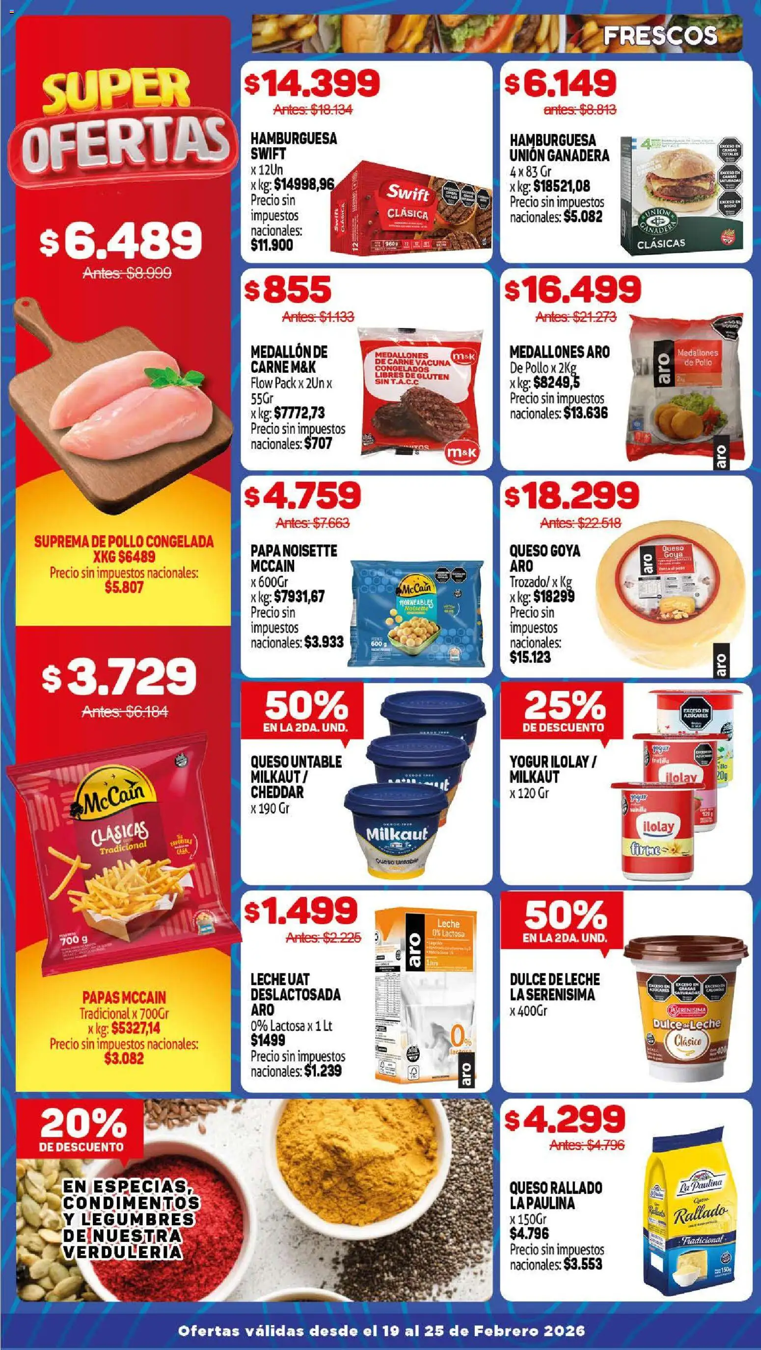 Makro ofertas │ válido desde el 19.02.2026 | Página: 2 | Productos: Papa, Dulce de leche, Queso, Yogur