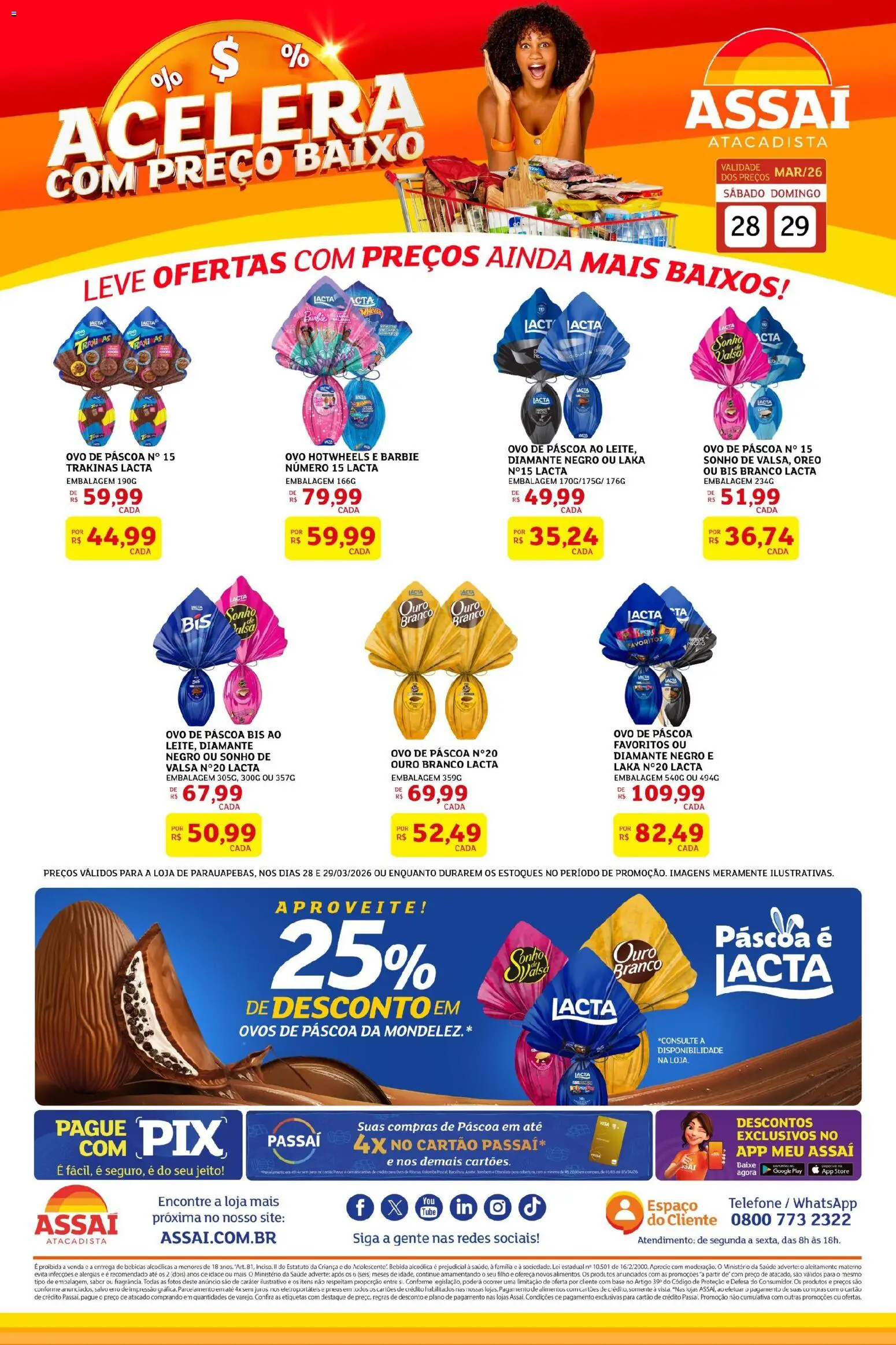 Assaí Atacadista Folheto - válido de 28.03.2026 | Página: 1 | Produtos: Ovo de páscoa, Ovos, Base, Bebida