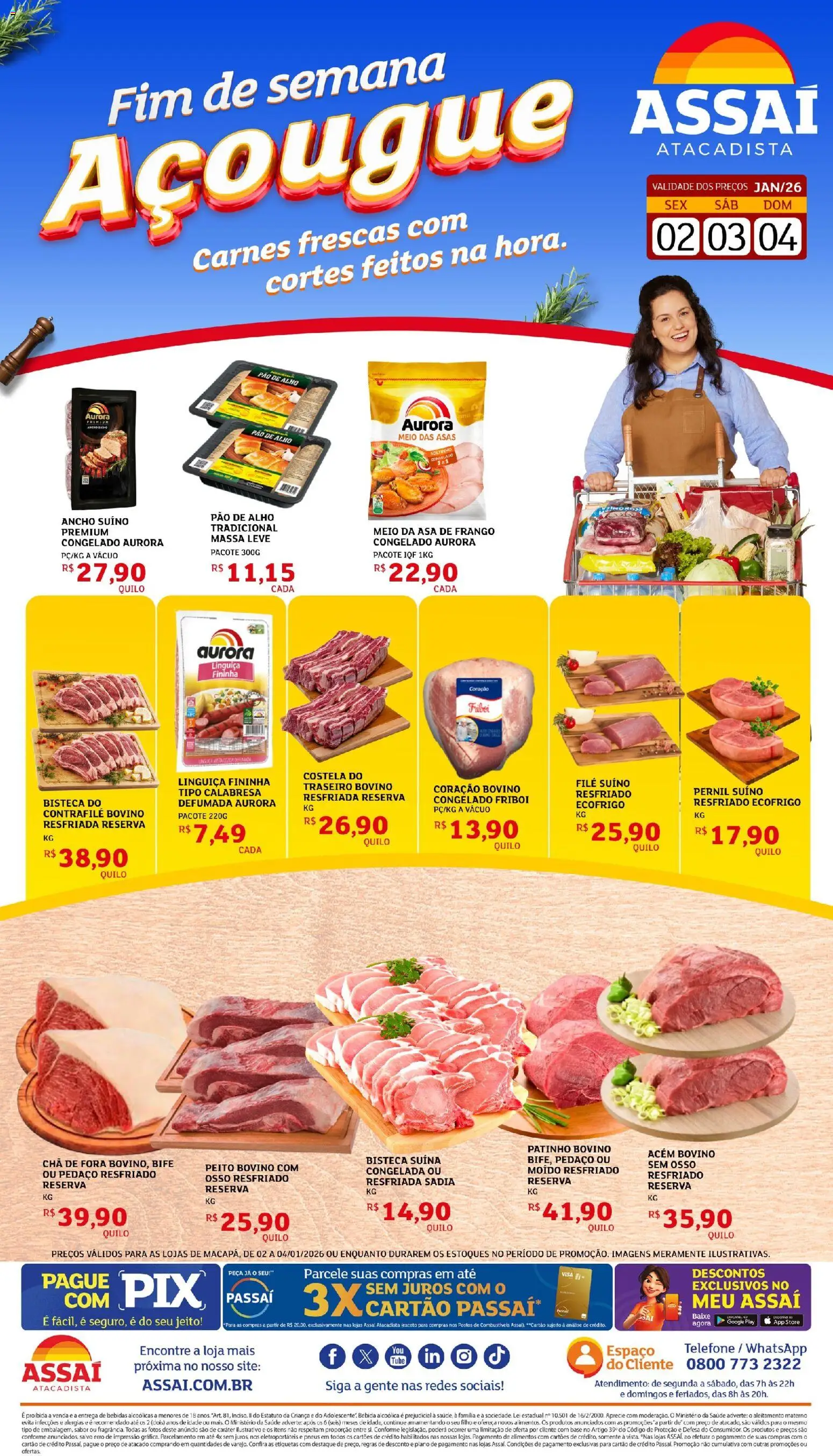 Assaí Atacadista Folheto - válido de 02.01.2026 | Página: 1 | Produtos: Alho, Asa de frango, Chá, Frango